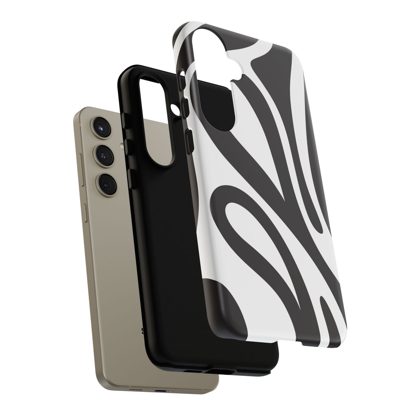 Modern Black and White Abstract Tough Samsung Galaxy Case – Bold Graphic Pattern with Dual-Layer Protection
