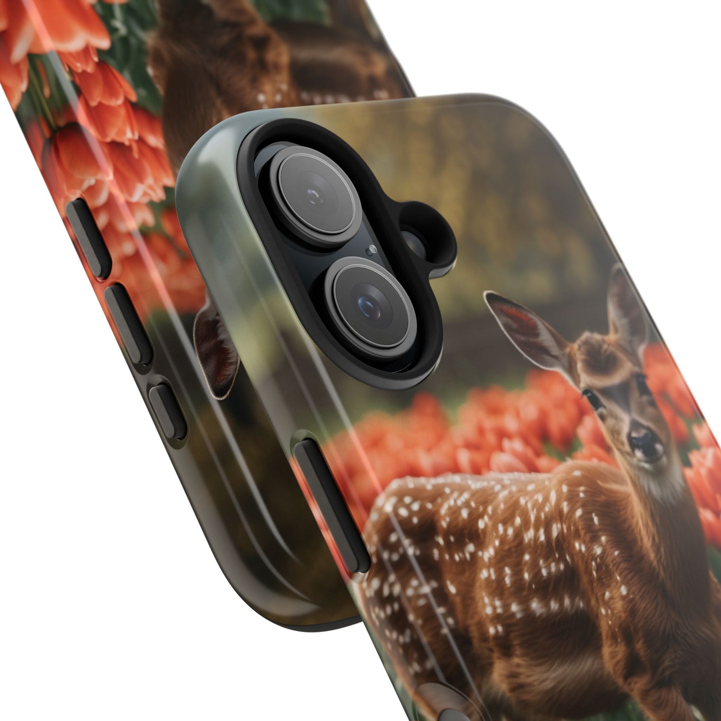Fawn Among Tulips iPhone Case
