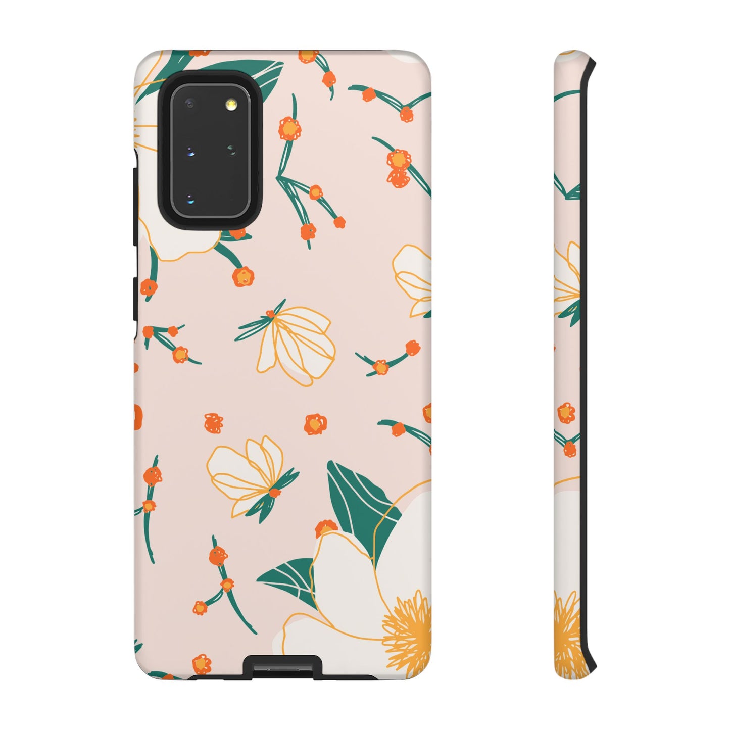 Elegant Magnolia Blossom Tough Samsung Galaxy Case – Soft Blush Background, Shock-Resistant Design
