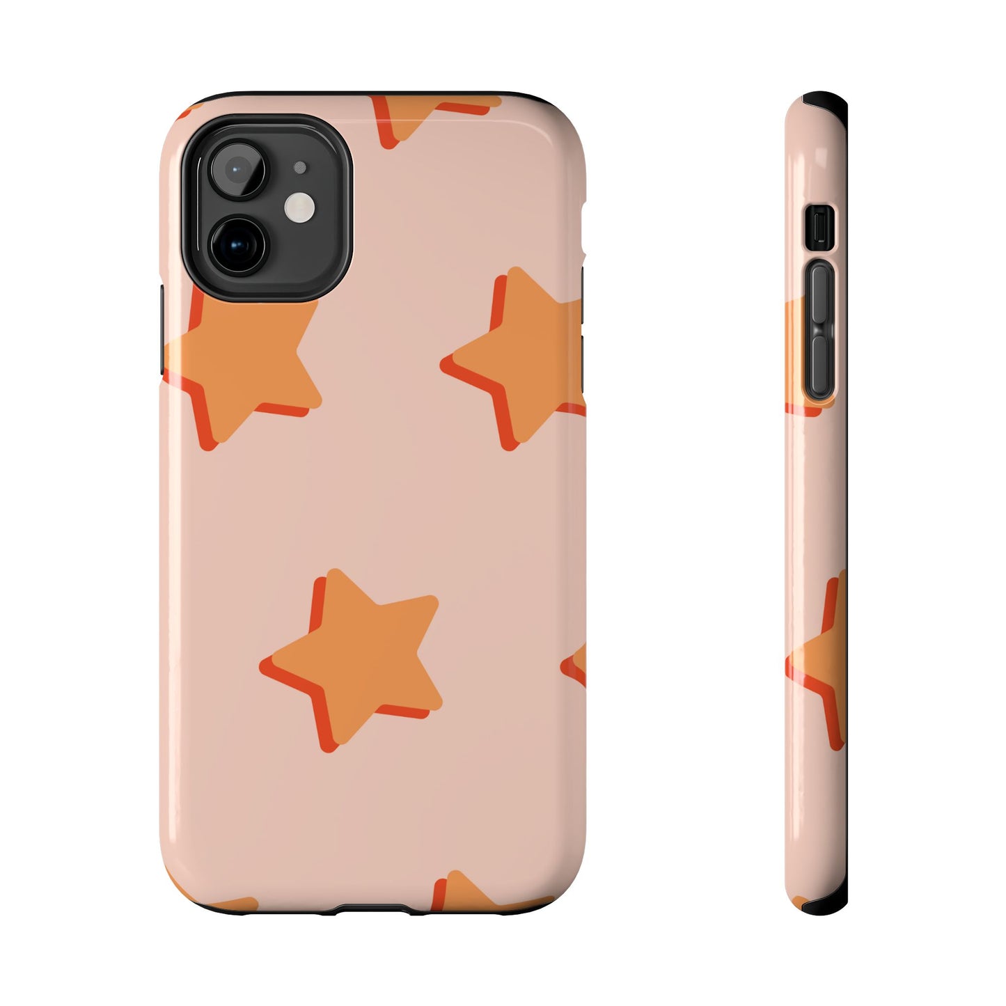 Retro Orange Stars iPhone Case – Shock-Resistant, Smooth Matte Finish, Dual-Layer Design