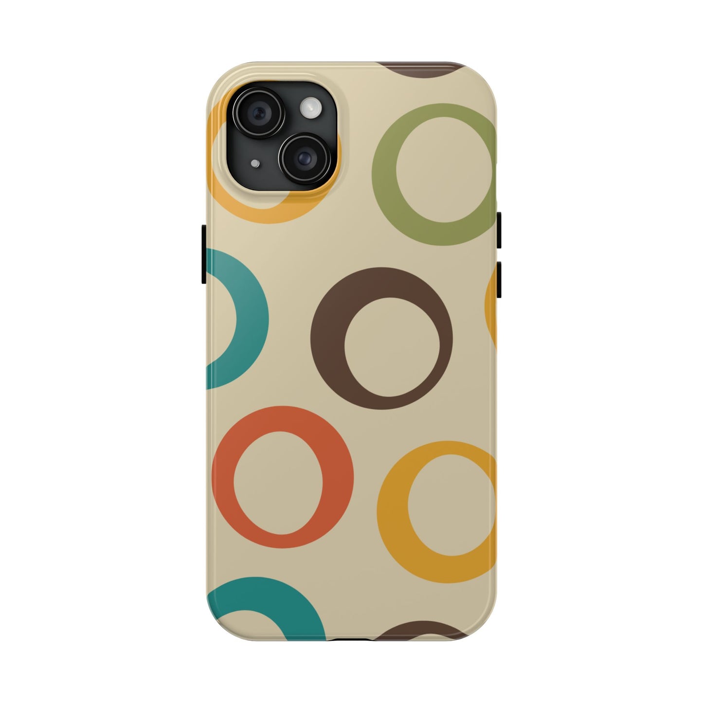 Retro Colorful Rings iPhone Case – Shockproof, Matte Finish, Dual-Layer Protection