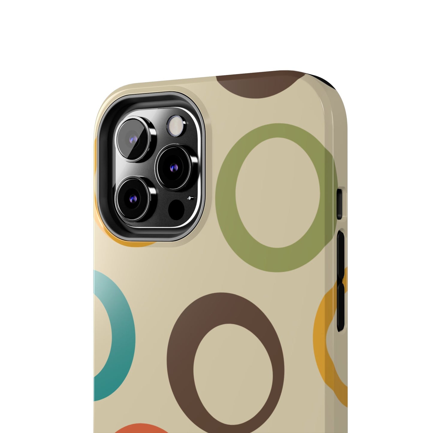 Retro Colorful Rings iPhone Case – Shockproof, Matte Finish, Dual-Layer Protection