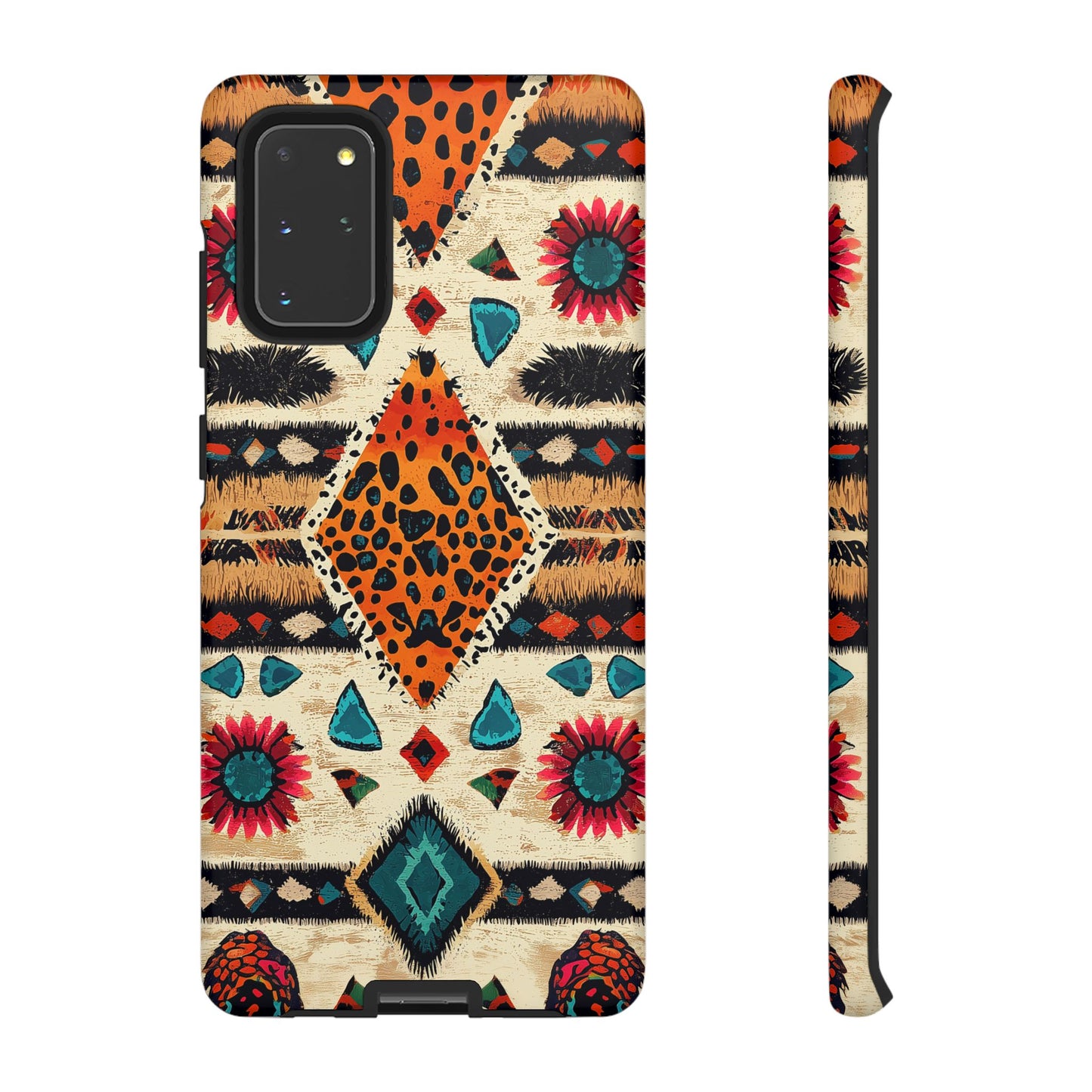 Wild Boho Leopard Print & Floral Tough Samsung Galaxy  Case – Eclectic Tribal Design, Dual-Layer Protection