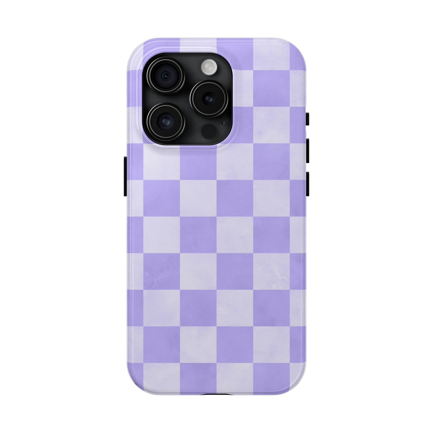 Lavender Checkerboard iPhone Case – Shockproof, Smooth Matte Finish, Dual-Layer Design