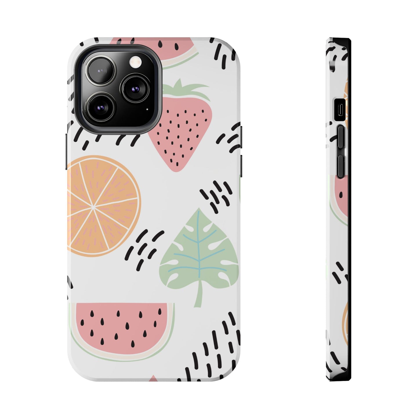Tropical Fruit Fiesta Tough iPhone Case – Fun Watermelon, Pineapple, and Citrus Design - BOGO Cases