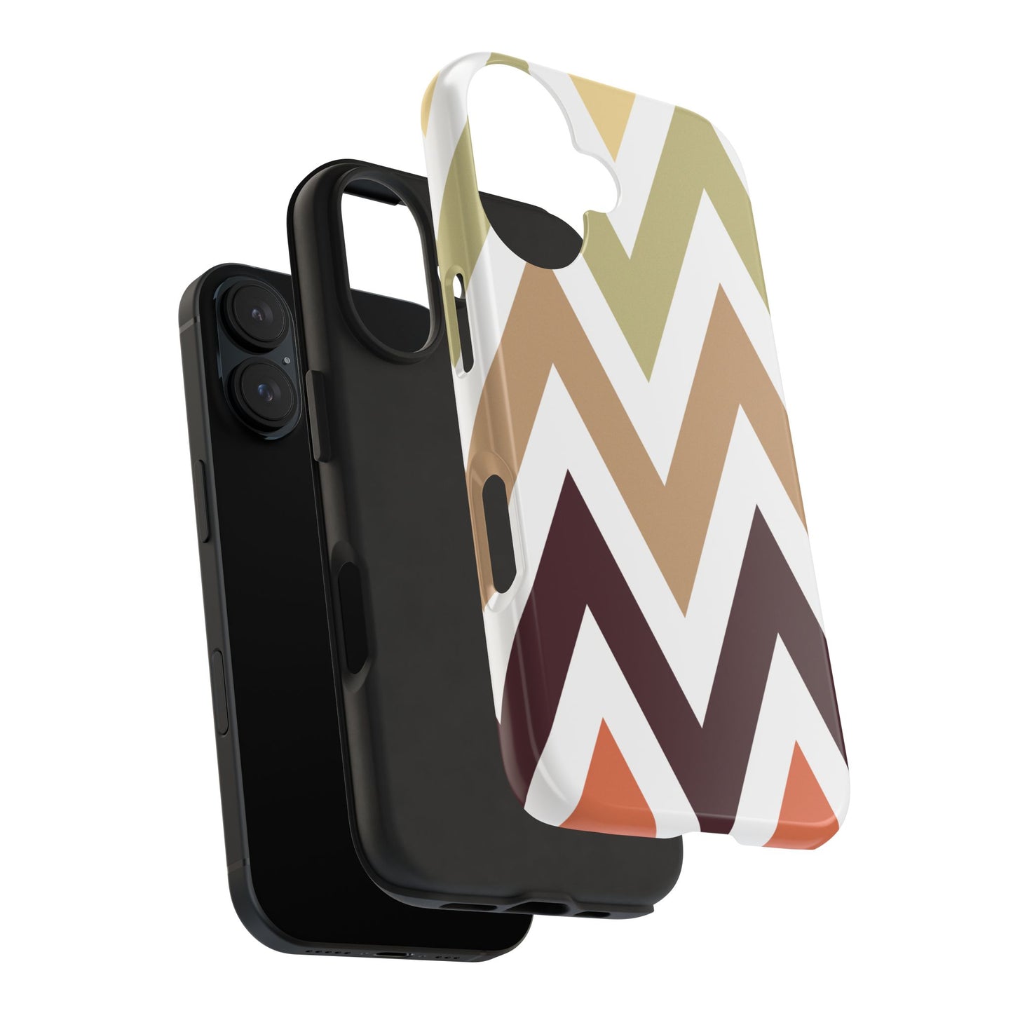 Earthy Chevron iPhone Case – Boho-Inspired Design with Dual-Layer Protection