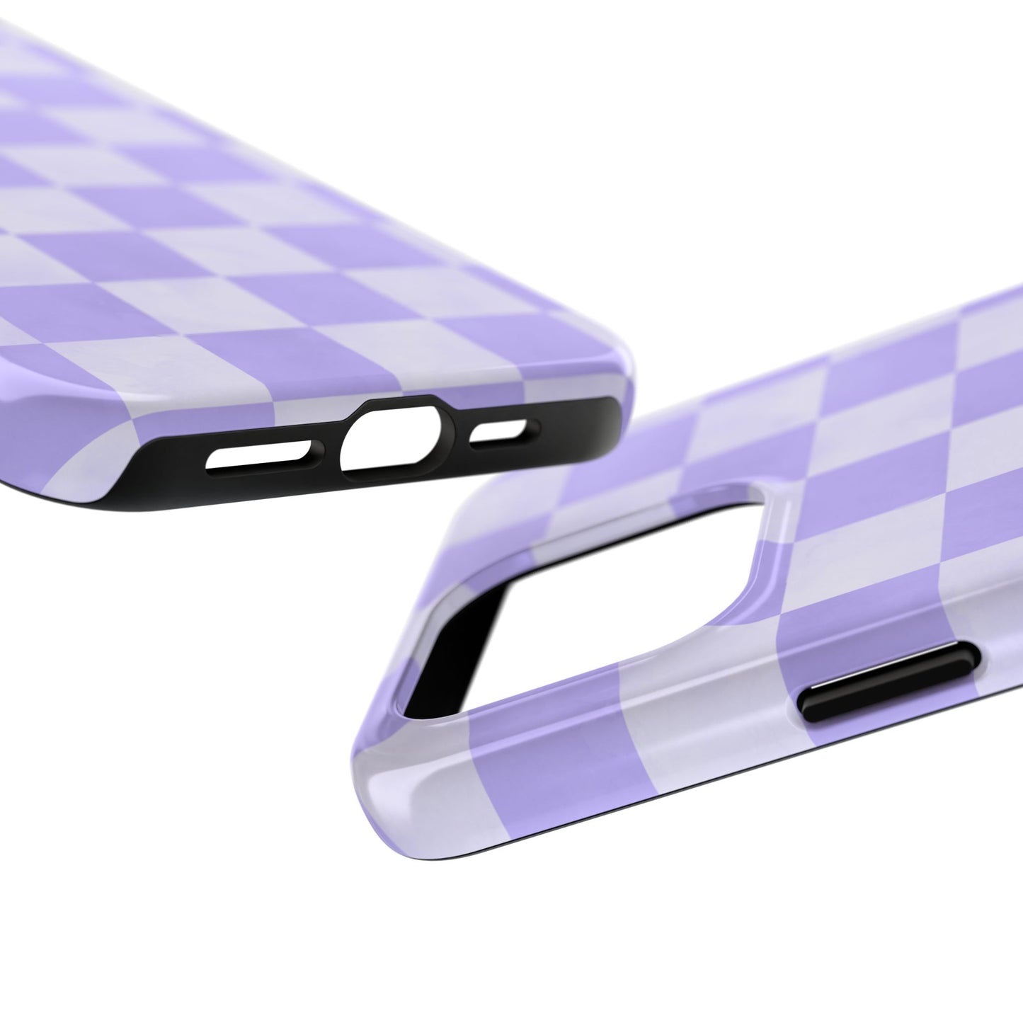 Lavender Checkerboard iPhone Case – Shockproof, Smooth Matte Finish, Dual-Layer Design