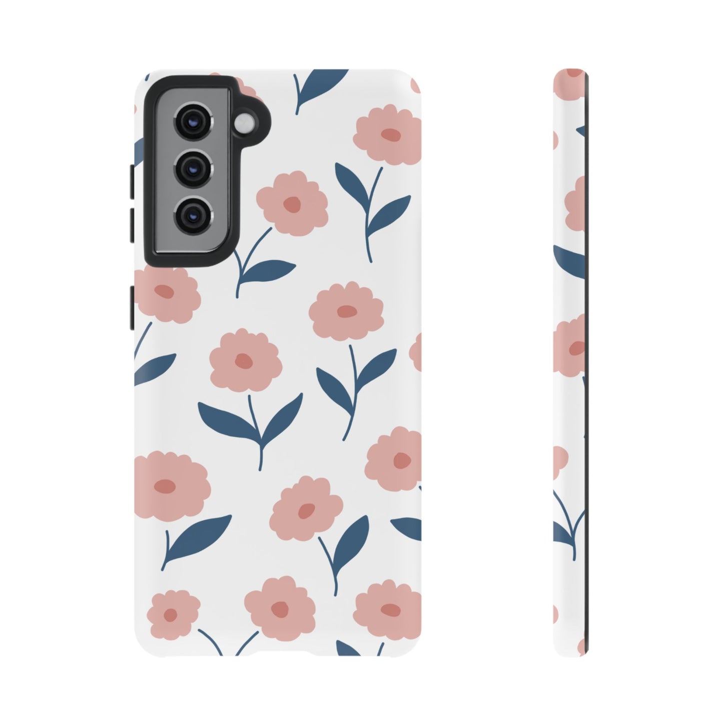 Playful Pink Floral Tough Samsung Galaxy Case – Soft Pastel Design, Slim & Shockproof