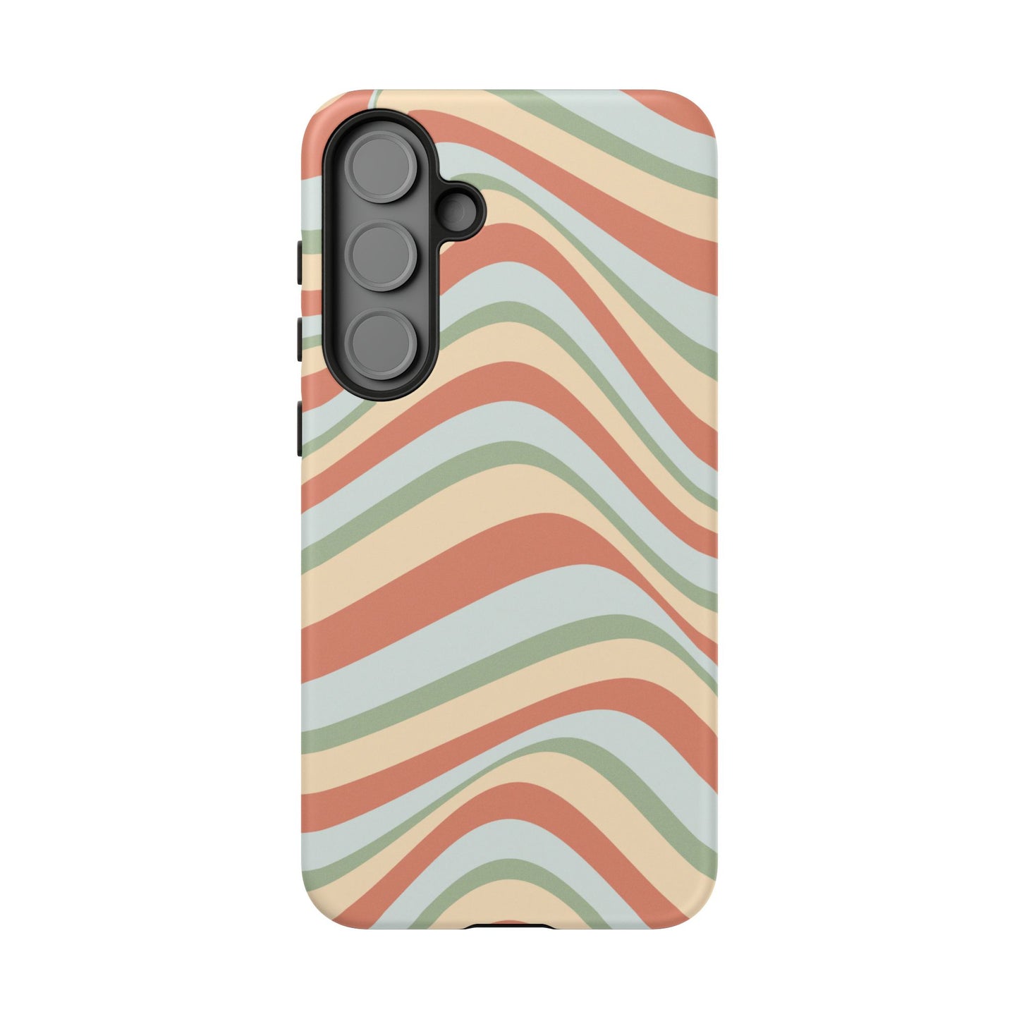 Vintage Earthy Waves Samsung Galaxy Case – Retro 70s-Inspired in Warm Green, Cream, and Rust