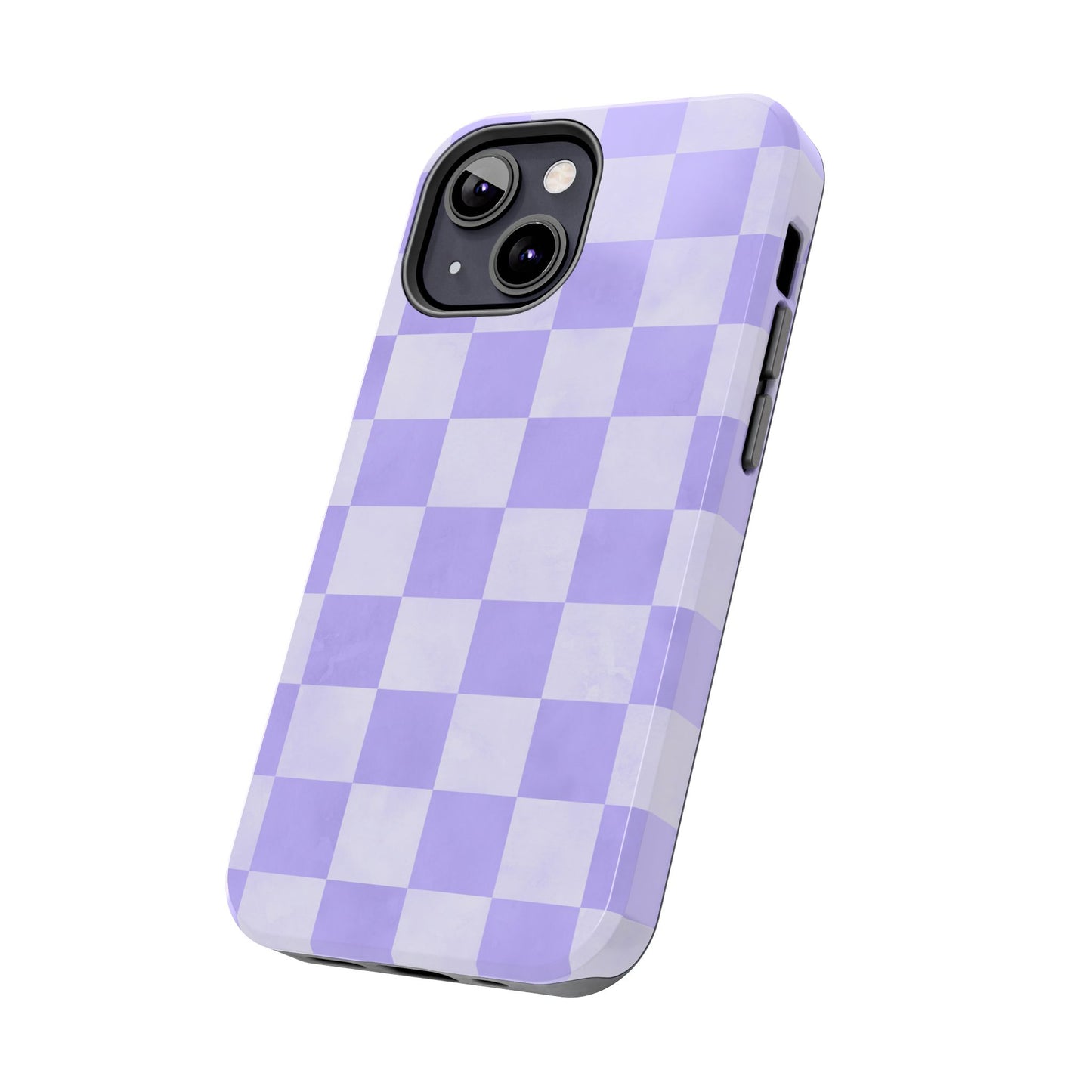 Lavender Checkerboard iPhone Case – Shockproof, Smooth Matte Finish, Dual-Layer Design