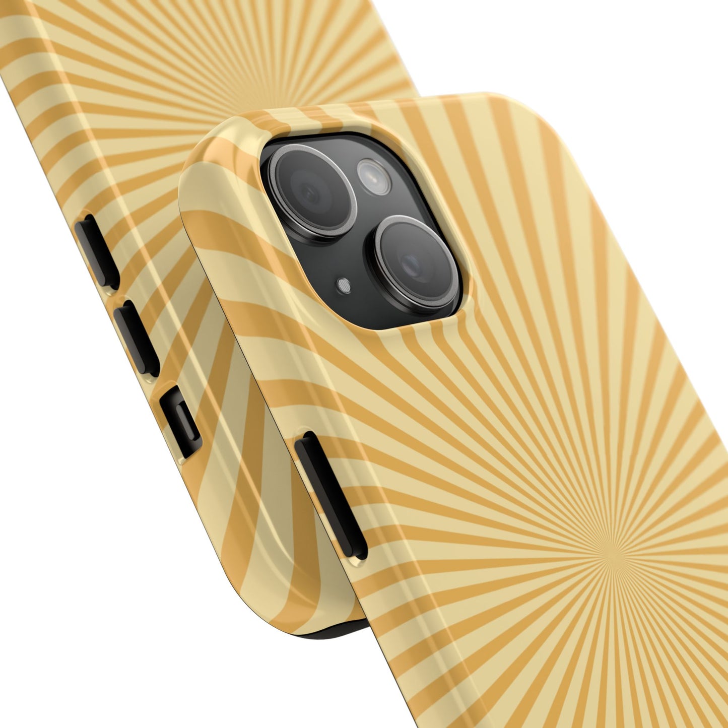 Golden Sunburst iPhone Case – Retro Radiant Design with Dual-Layer Protection