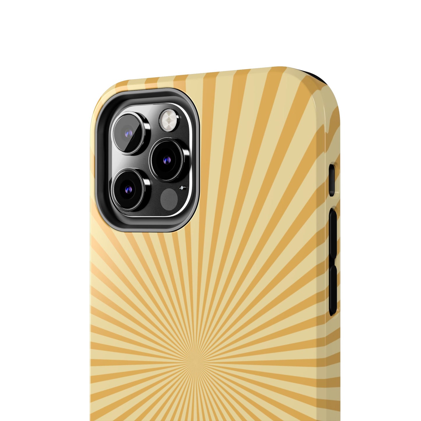 Golden Sunburst iPhone Case – Retro Radiant Design with Dual-Layer Protection