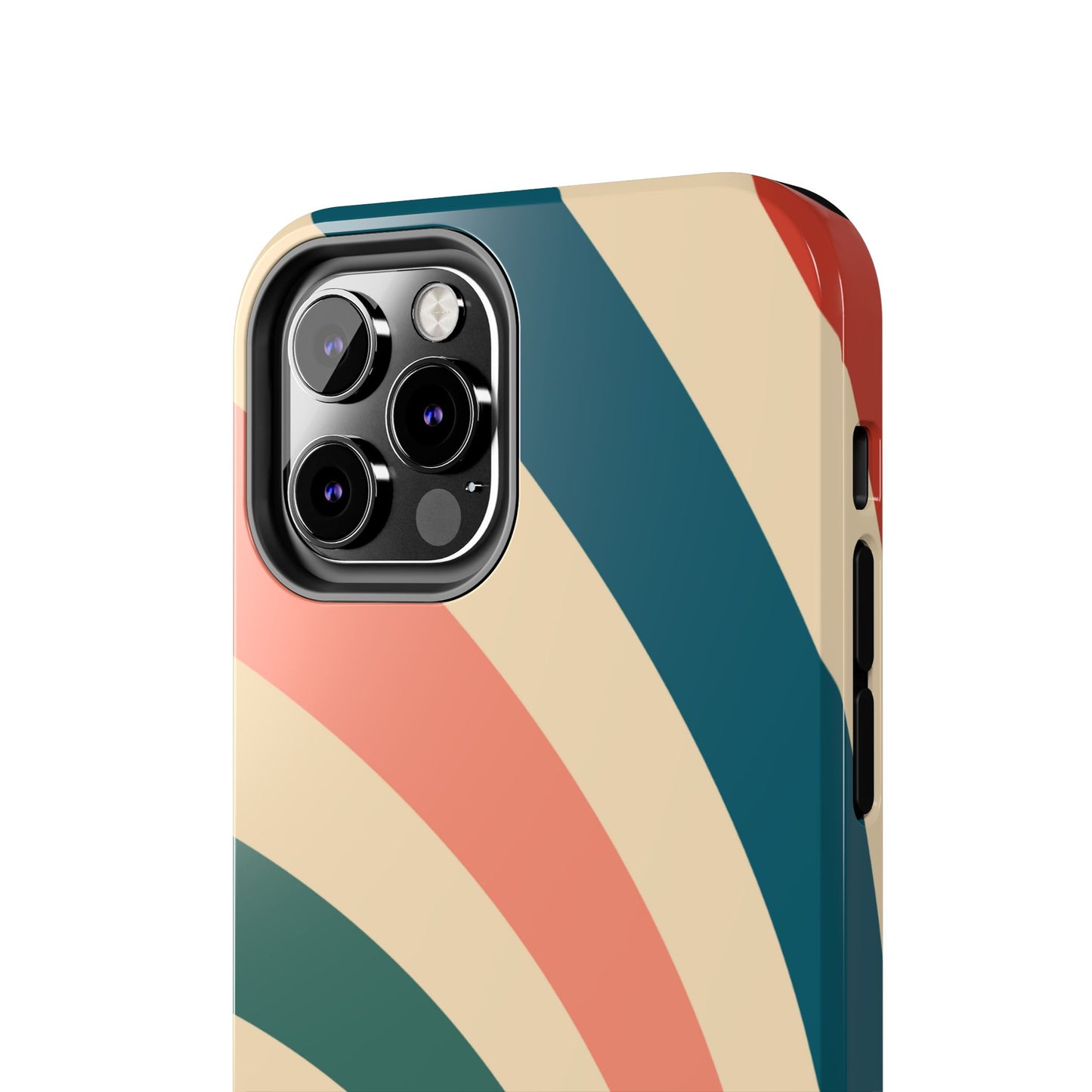Retro Sunburst Swirl iPhone Case – Dual-Layer Protection with Bold 70s Vibes