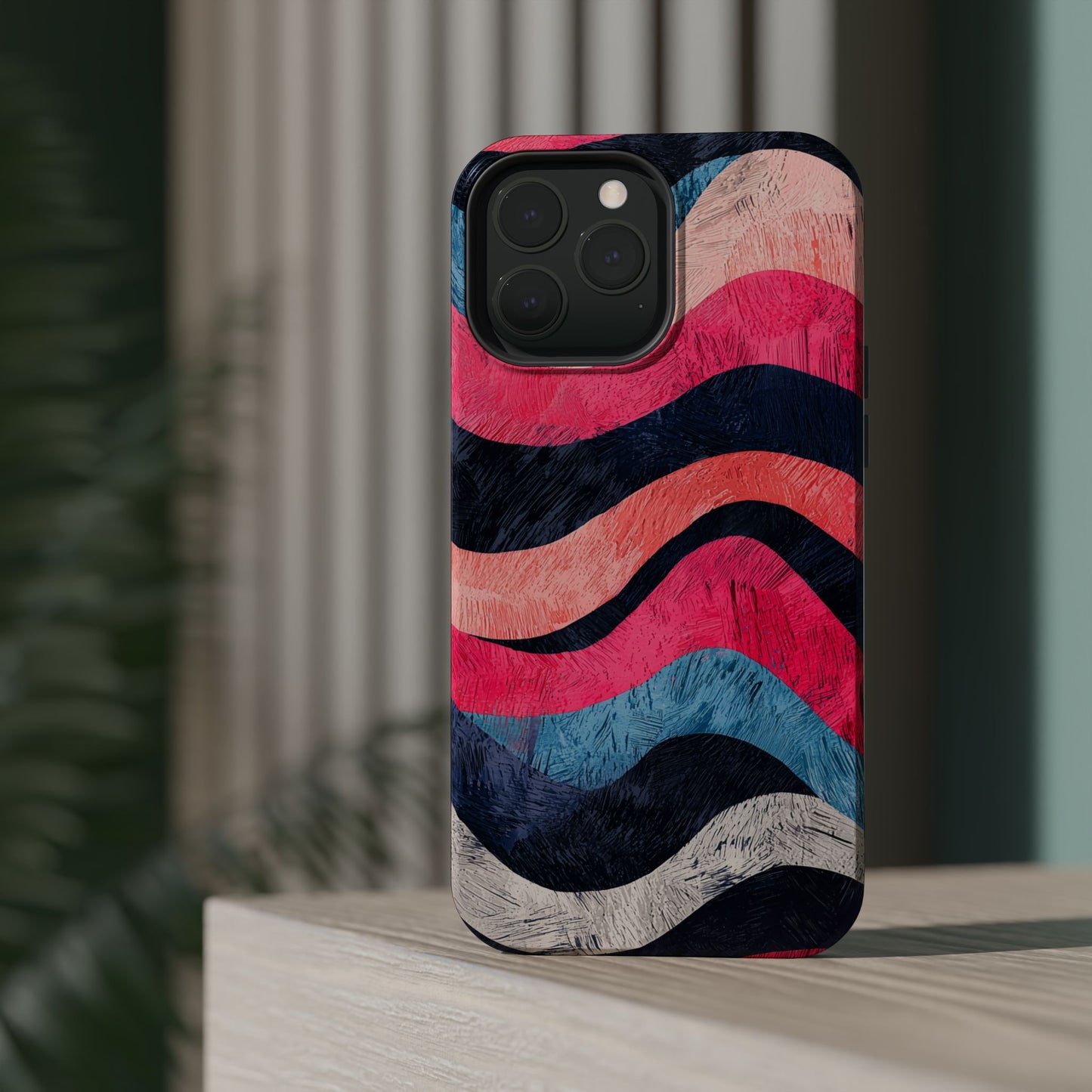 Abstract Wave Pattern MagSafe iPhone Case – Shockproof, Matte Finish, Dual-Layer Protection