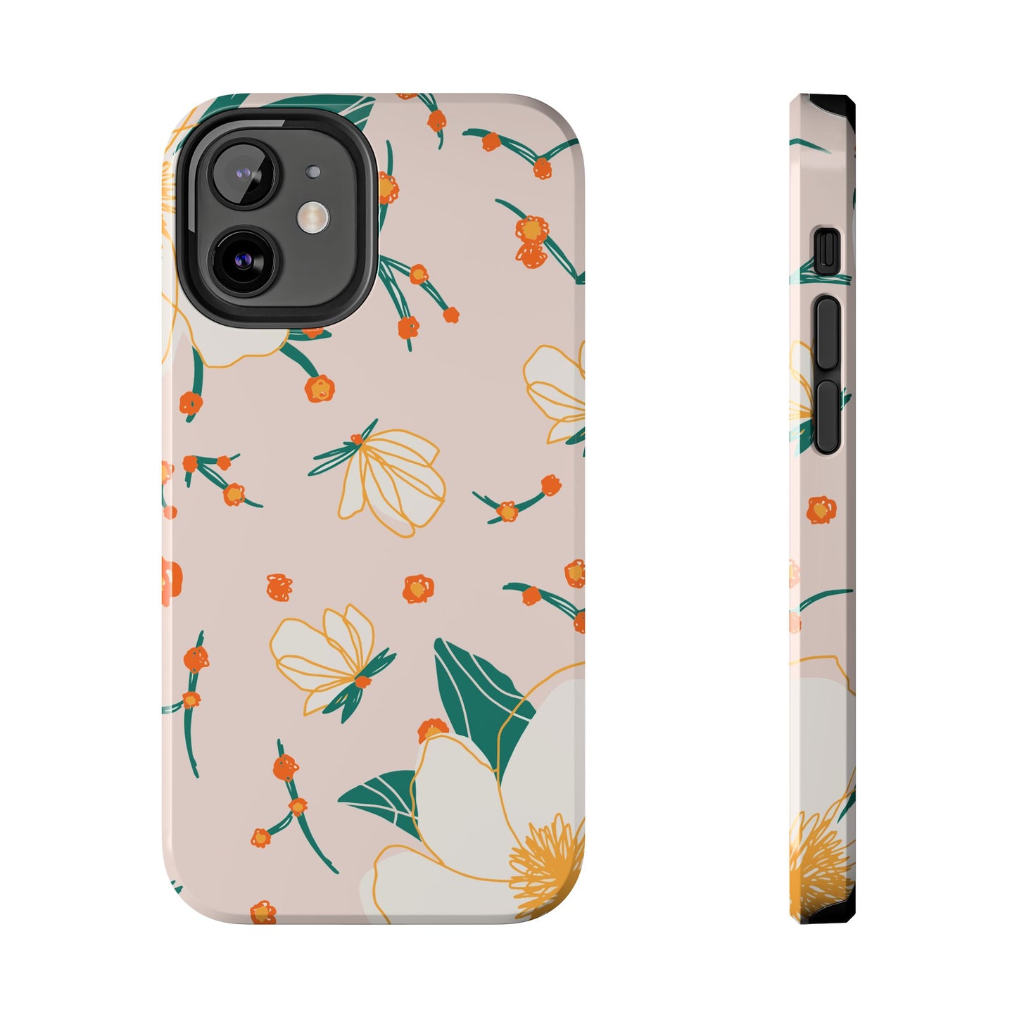 Elegant Magnolia Blossom Tough iPhone Case – Soft Blush Background, Shock - Resistant Design - BOGO Cases