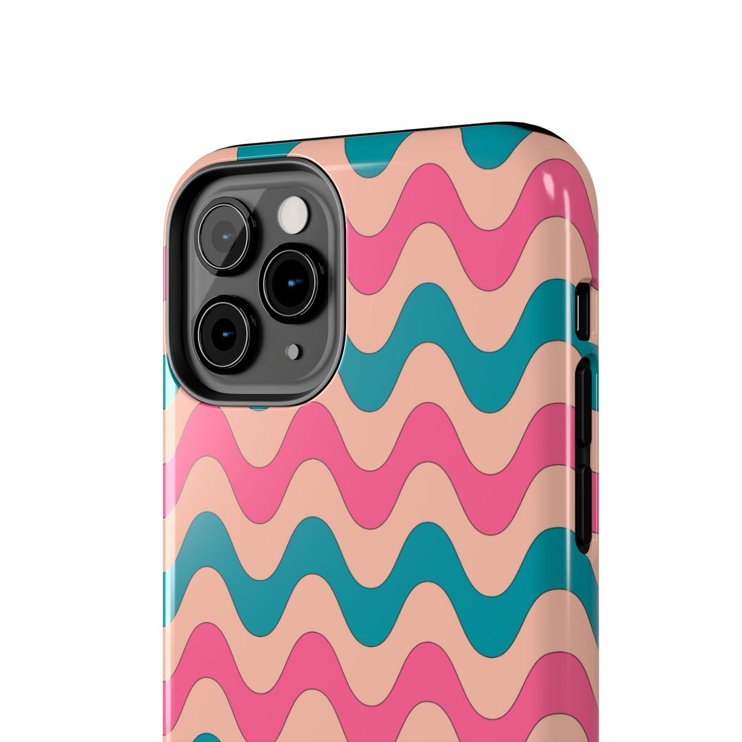 Retro Waves Pattern iPhone Case – Shockproof Design with Dual-Layer Protection