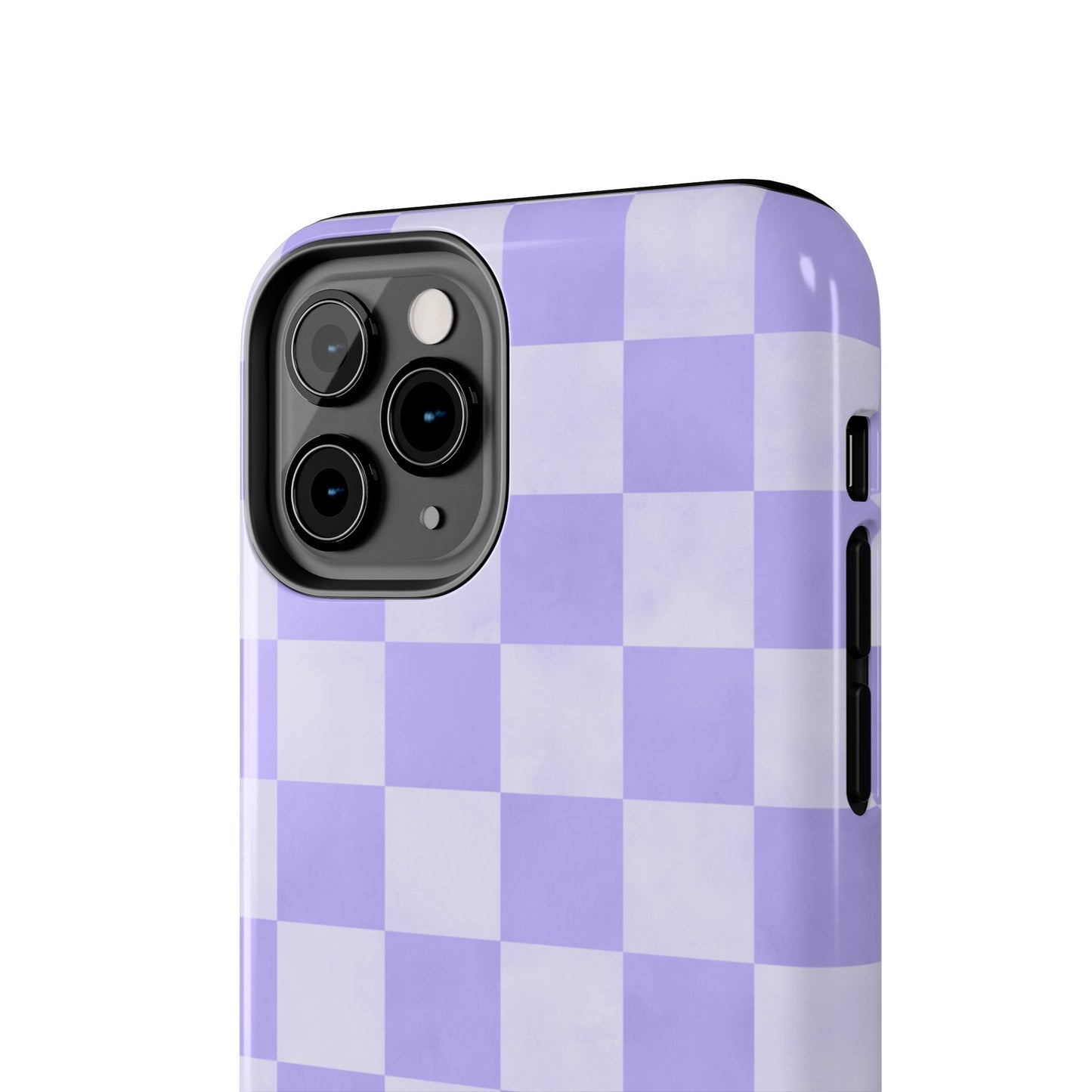 Lavender Checkerboard iPhone Case – Shockproof, Smooth Matte Finish, Dual-Layer Design
