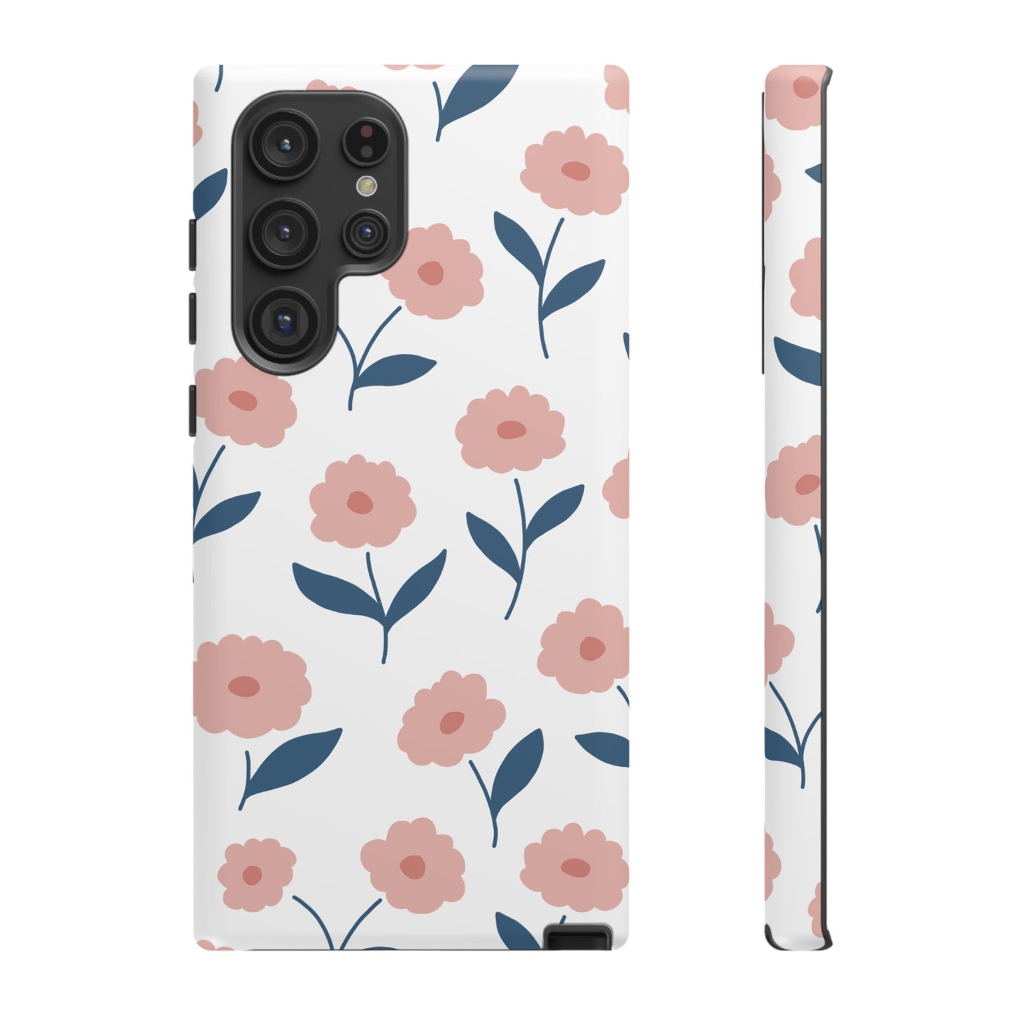 Playful Pink Floral Tough Samsung Galaxy Case – Soft Pastel Design, Slim & Shockproof