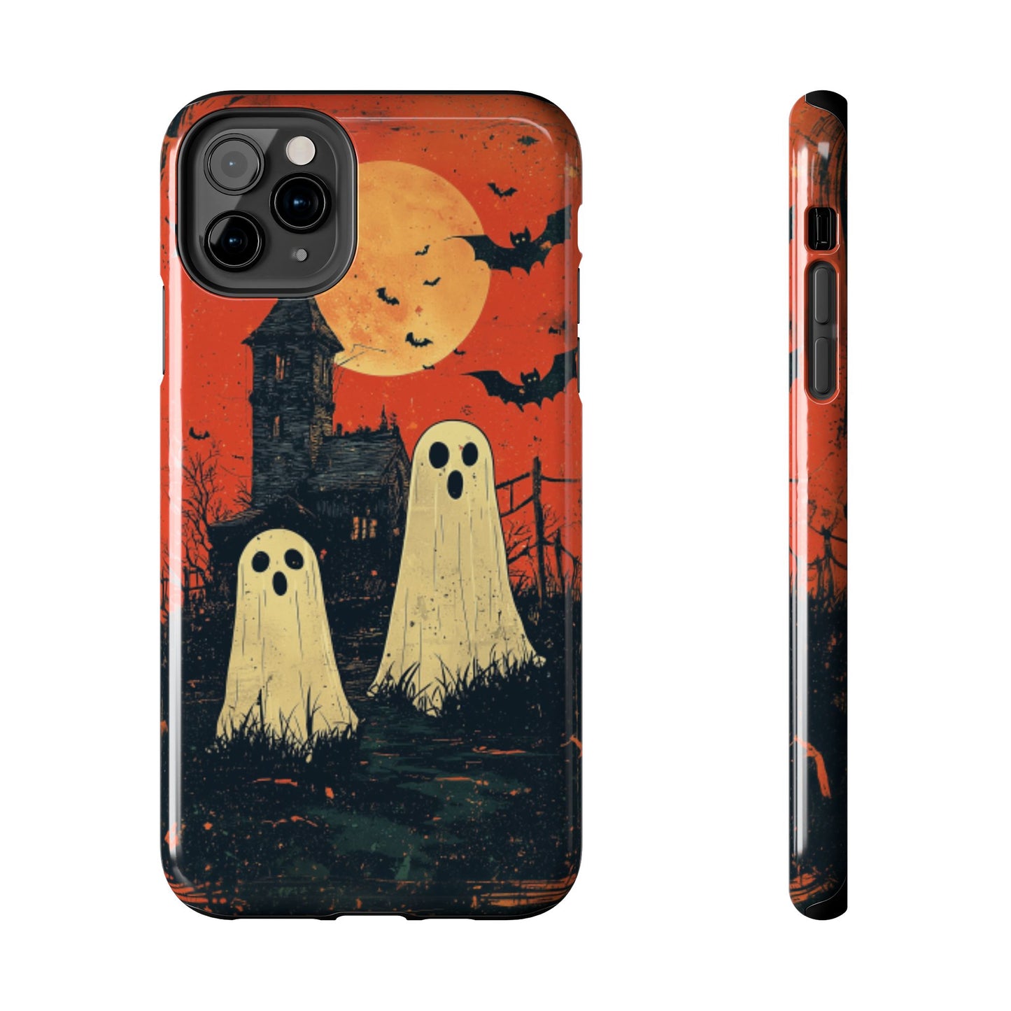 Haunted House & Ghosts iPhone Case – Spooky Halloween Full Moon Design