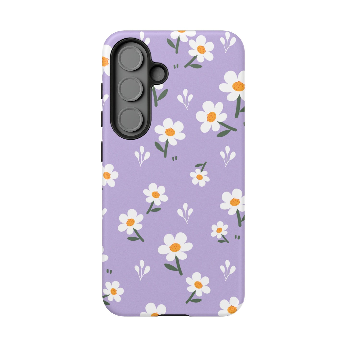 Purple Daisy Garden Samsung Galaxy Case – Soft Lavender Background, Shockproof Protection with Slim Fit