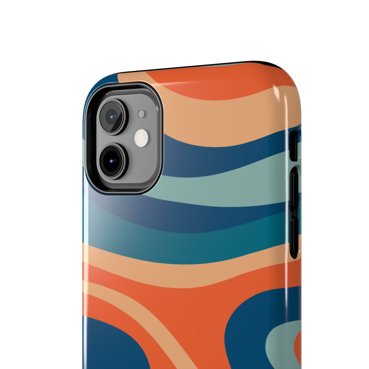 Retro Vibe Wavy Stripes iPhone Case – 70s-Inspired in Teal, Orange, and Rust