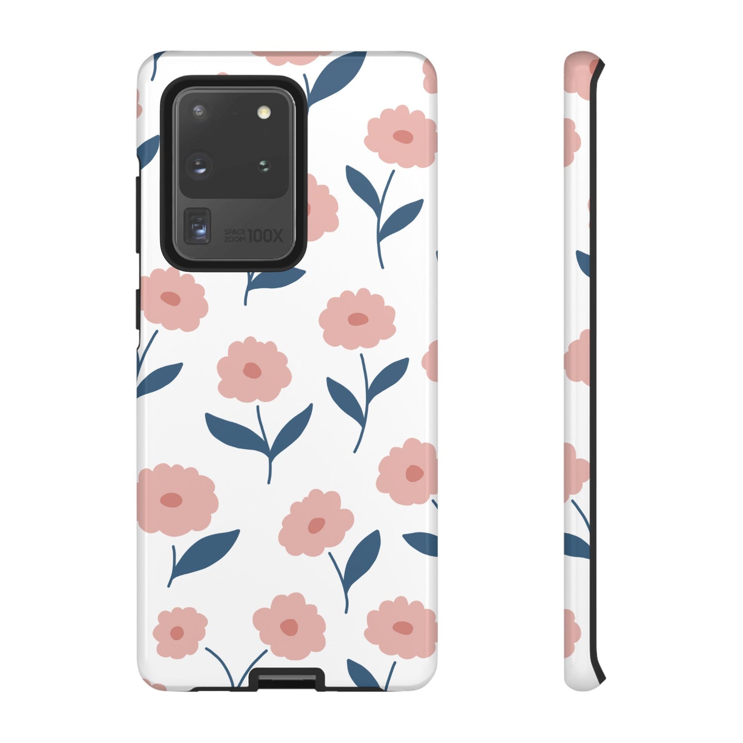 Playful Pink Floral Tough Samsung Galaxy Case – Soft Pastel Design, Slim & Shockproof