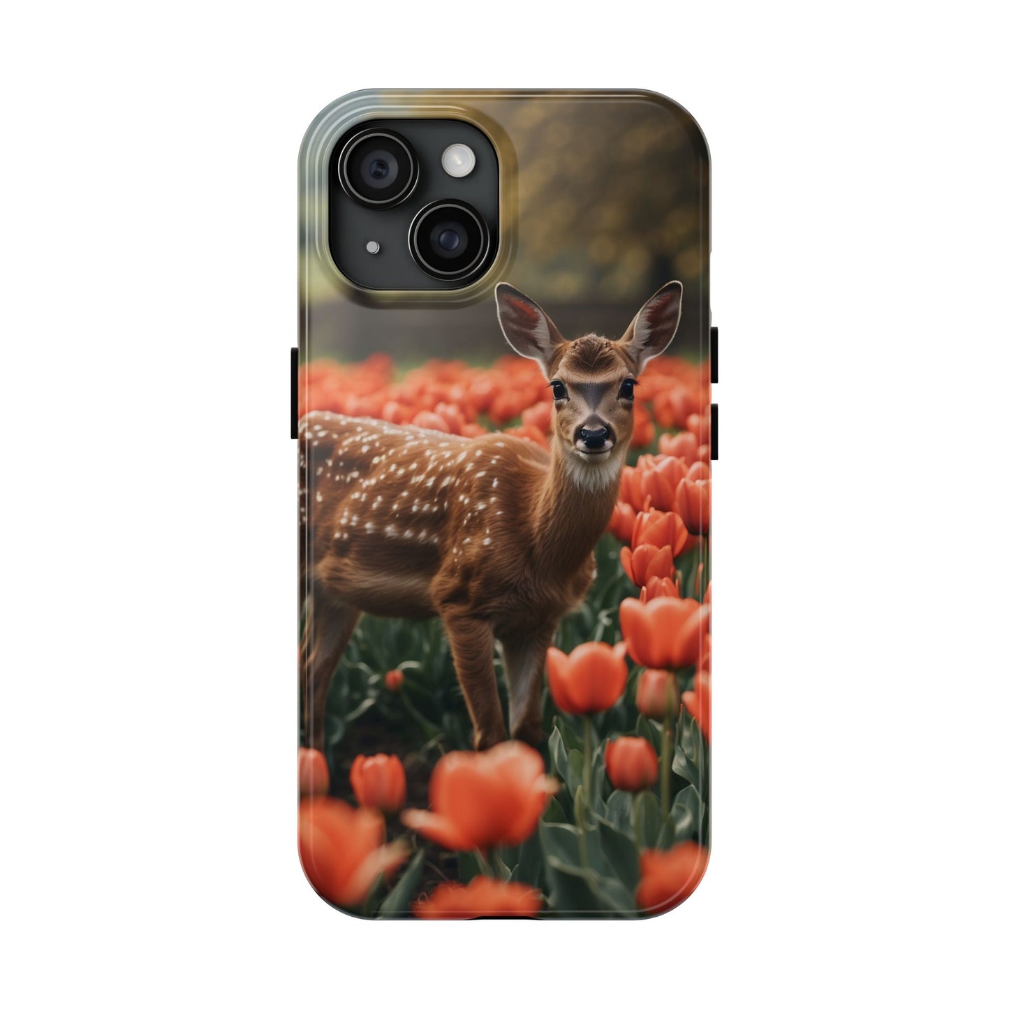 Fawn Among Tulips iPhone Case