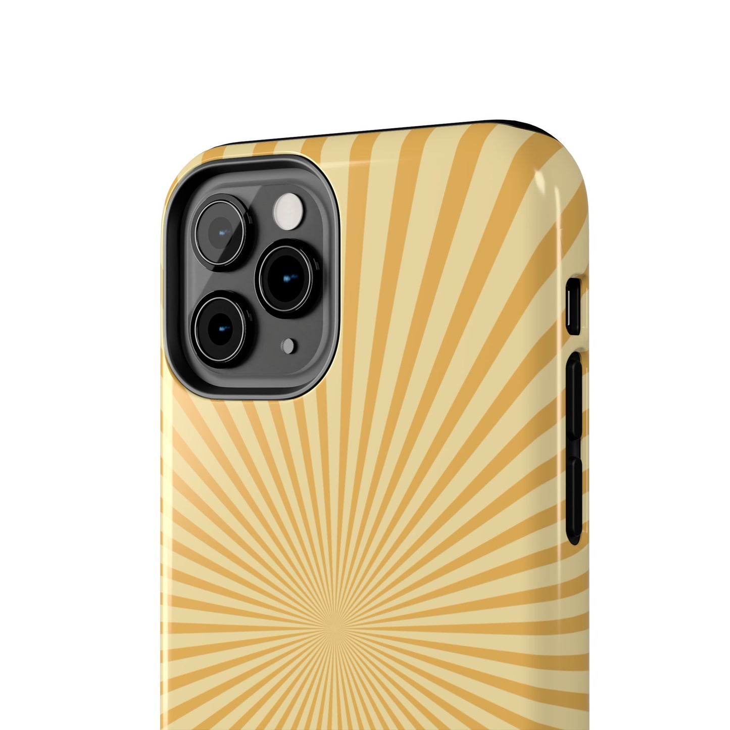 Golden Sunburst iPhone Case – Retro Radiant Design with Dual-Layer Protection