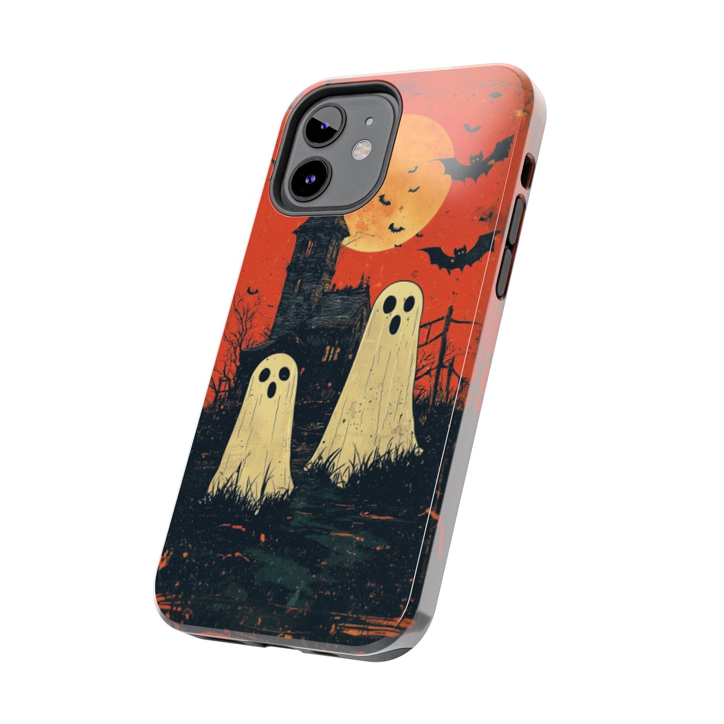 Haunted House & Ghosts iPhone Case – Spooky Halloween Full Moon Design