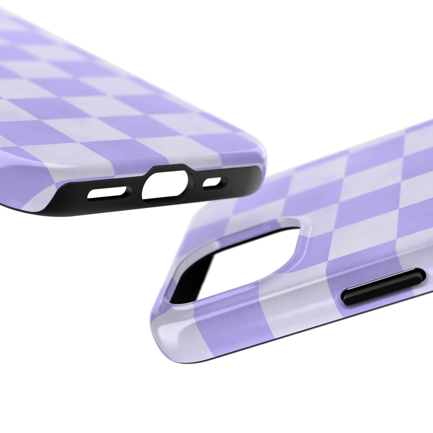 Lavender Checkerboard iPhone Case – Shockproof, Smooth Matte Finish, Dual-Layer Design