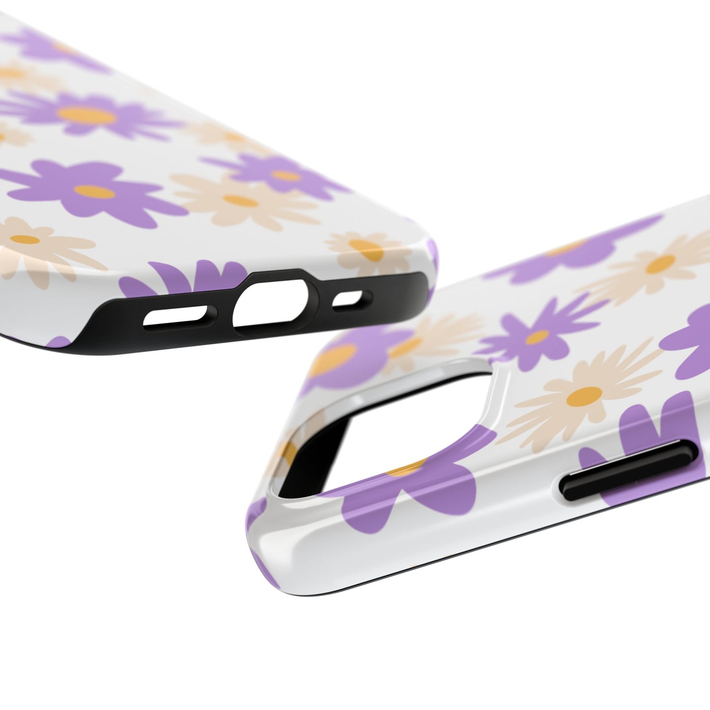 Retro Daisy Flower iPhone Case – Pastel Purple & Cream Floral Design with Matte Finish