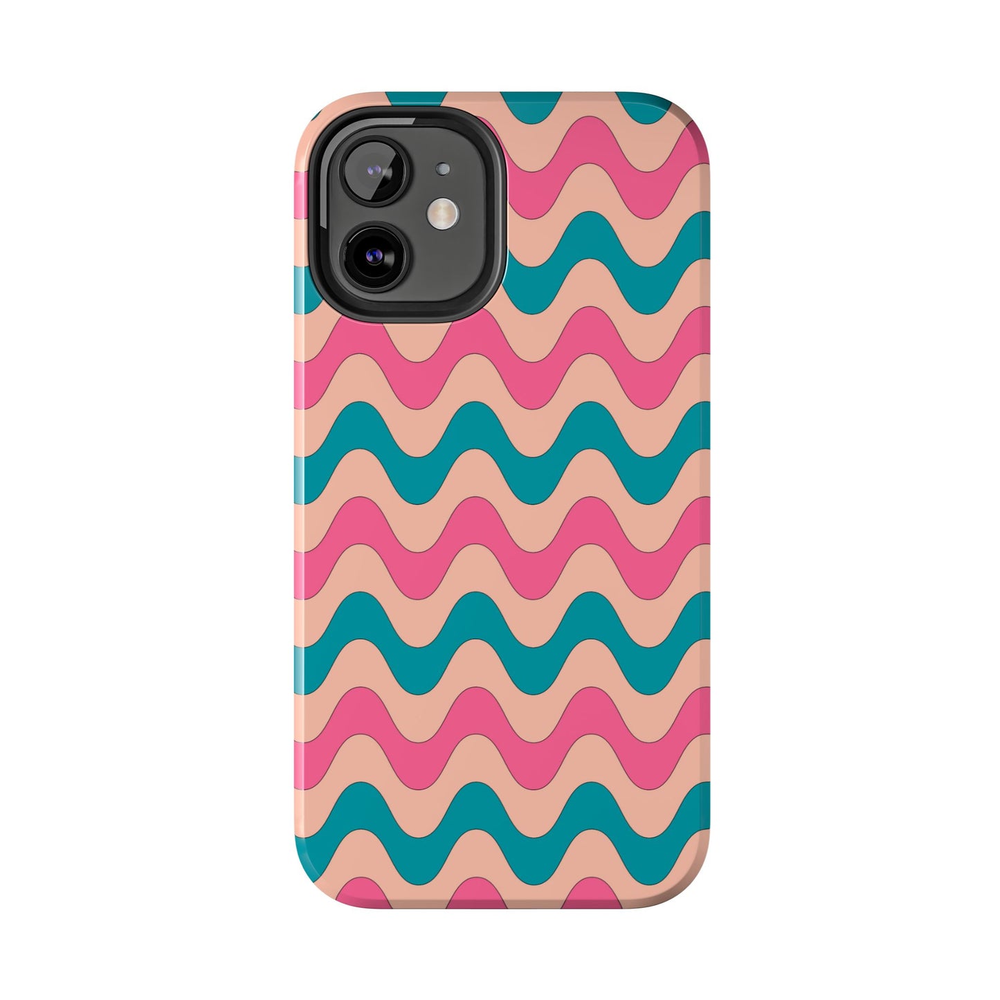 Retro Waves Pattern iPhone Case – Shockproof Design with Dual-Layer Protection