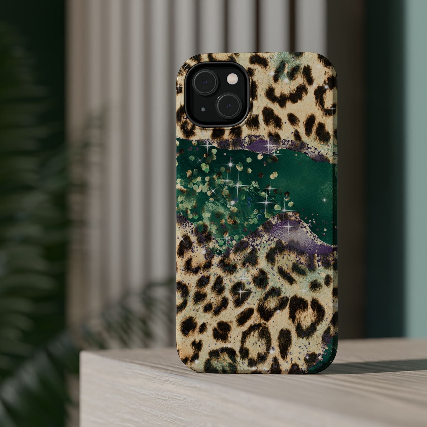 Emerald Glitter Leopard Print - MagSafe iPhone Series Case