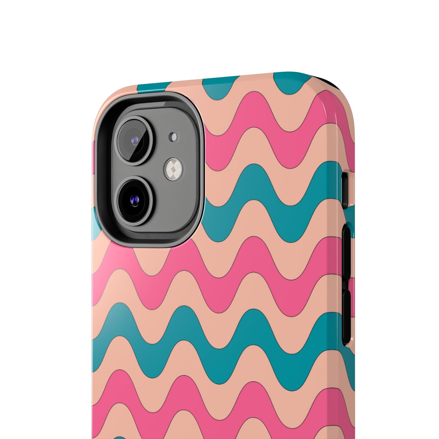 Retro Waves Pattern iPhone Case – Shockproof Design with Dual-Layer Protection