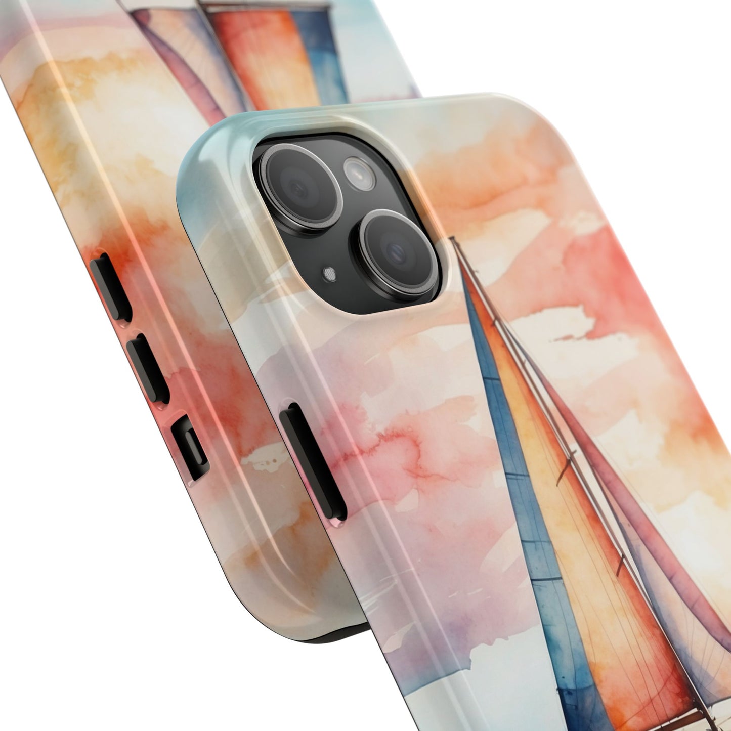 Sailboat Sunset iPhone Case – Vibrant Watercolor Design