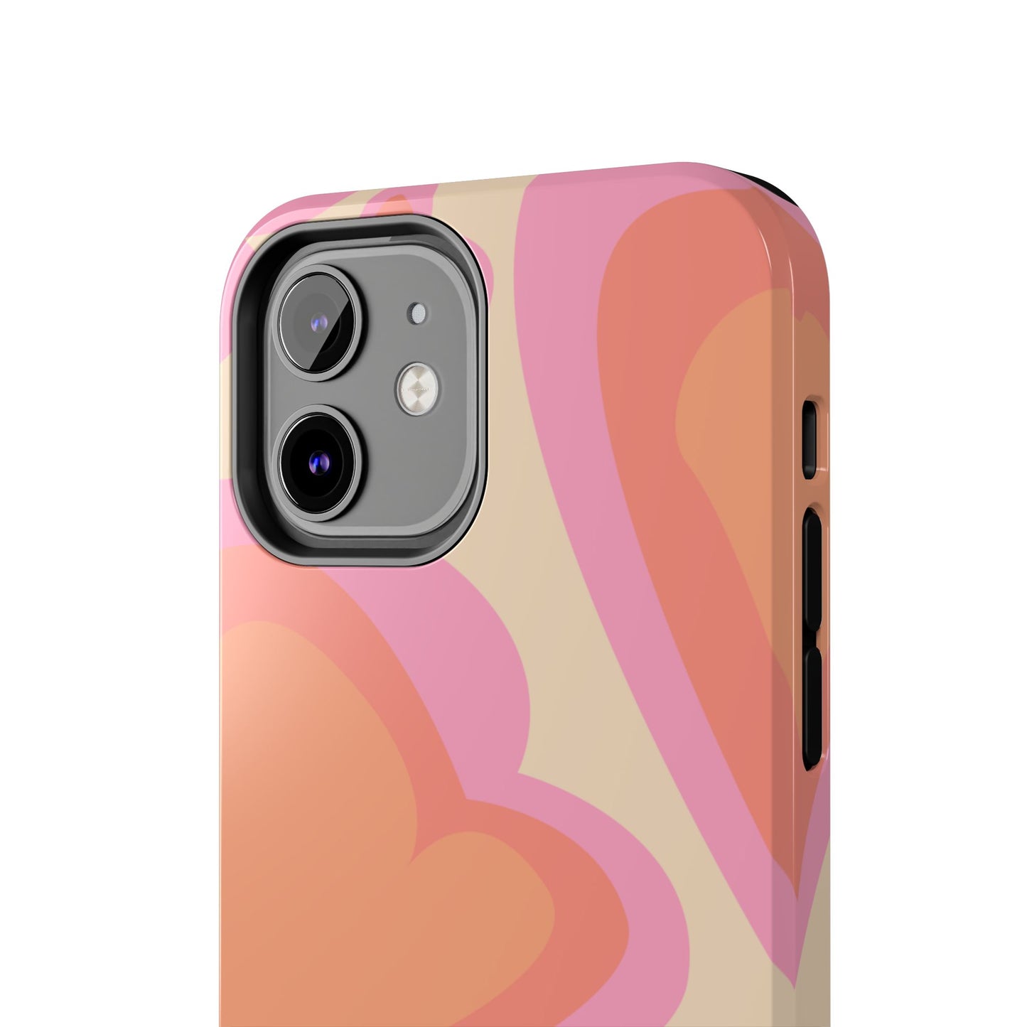 Retro Pink Hearts iPhone Case – Shock-Resistant, Matte Finish, Dual-Layer Protection