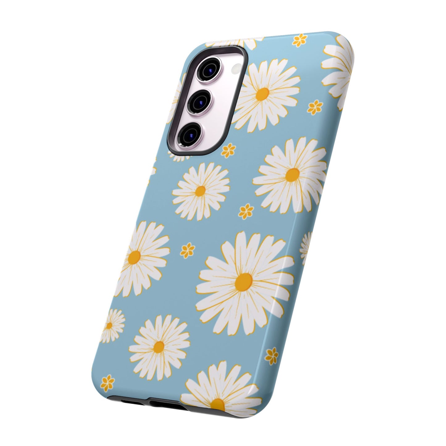 Bright Daisy Samsung Galaxy Case – Light Blue Background, Shockproof and Slim Design
