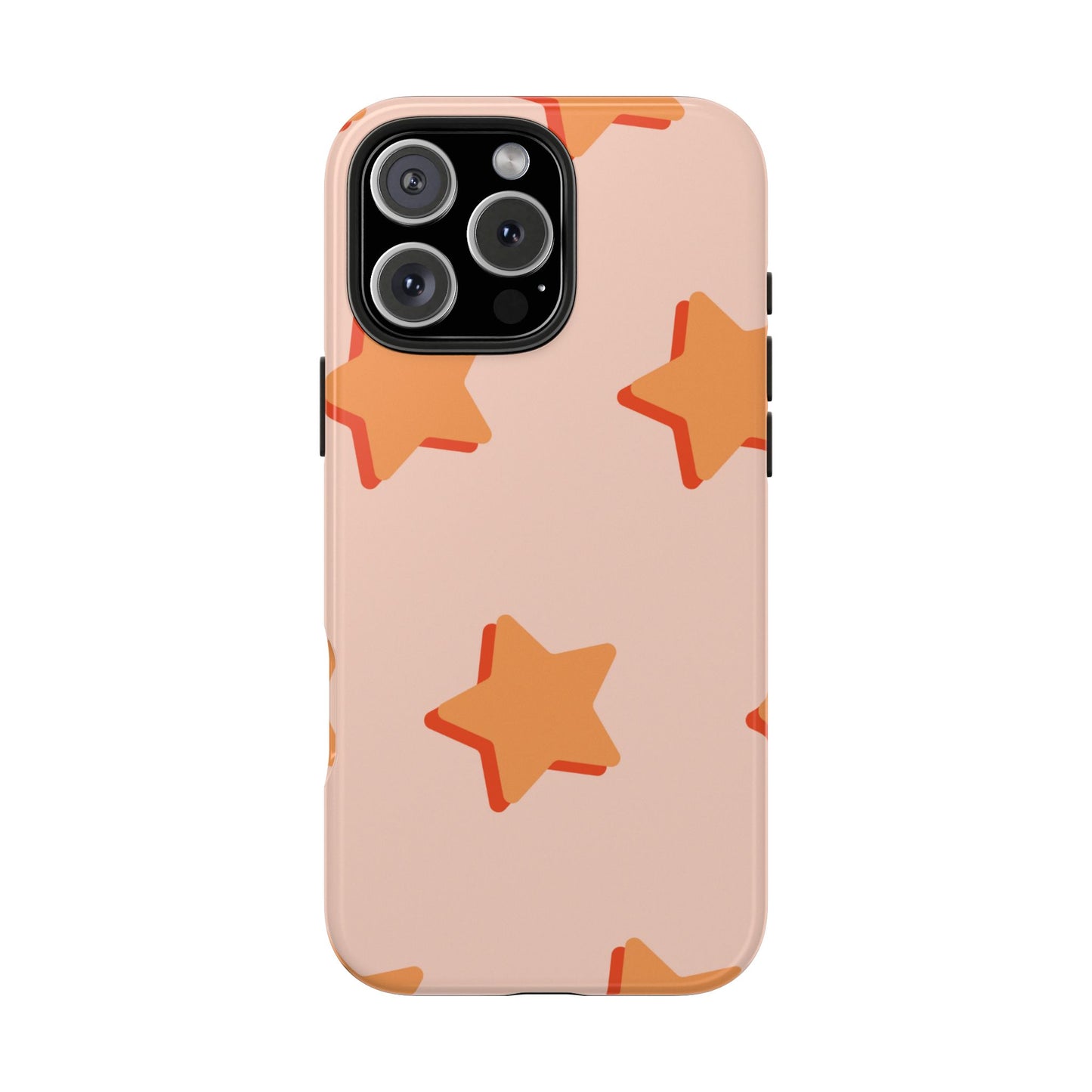 Retro Orange Stars iPhone Case – Shock-Resistant, Smooth Matte Finish, Dual-Layer Design