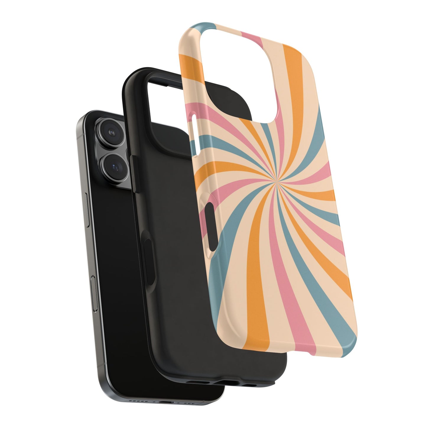 Retro Swirl Pattern iPhone Case – Bold 70s Vibe in Pink, Orange, and Teal