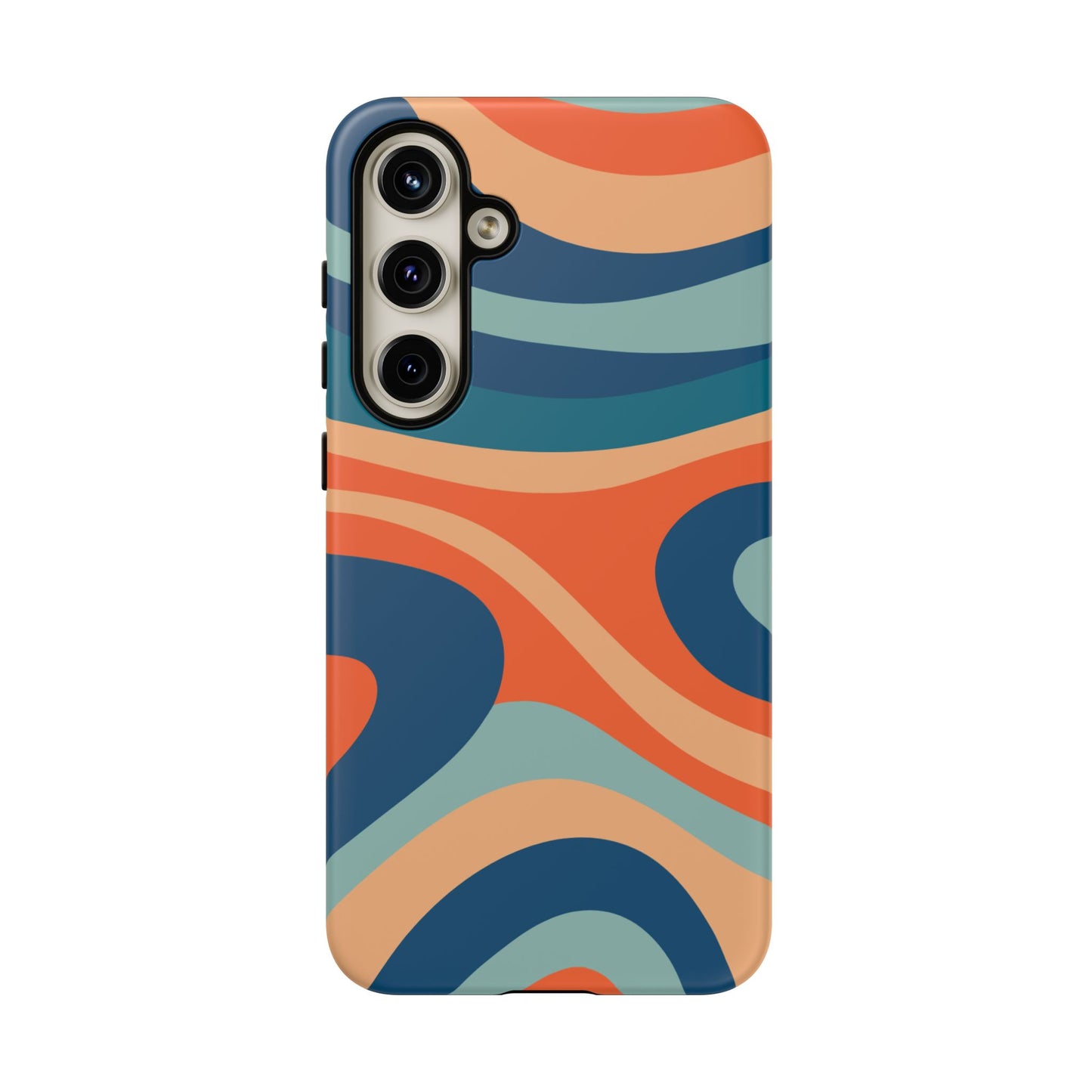 Retro Vibe Wavy Stripes Samsung Galaxy Case – 70s-Inspired in Teal, Orange, and Rust