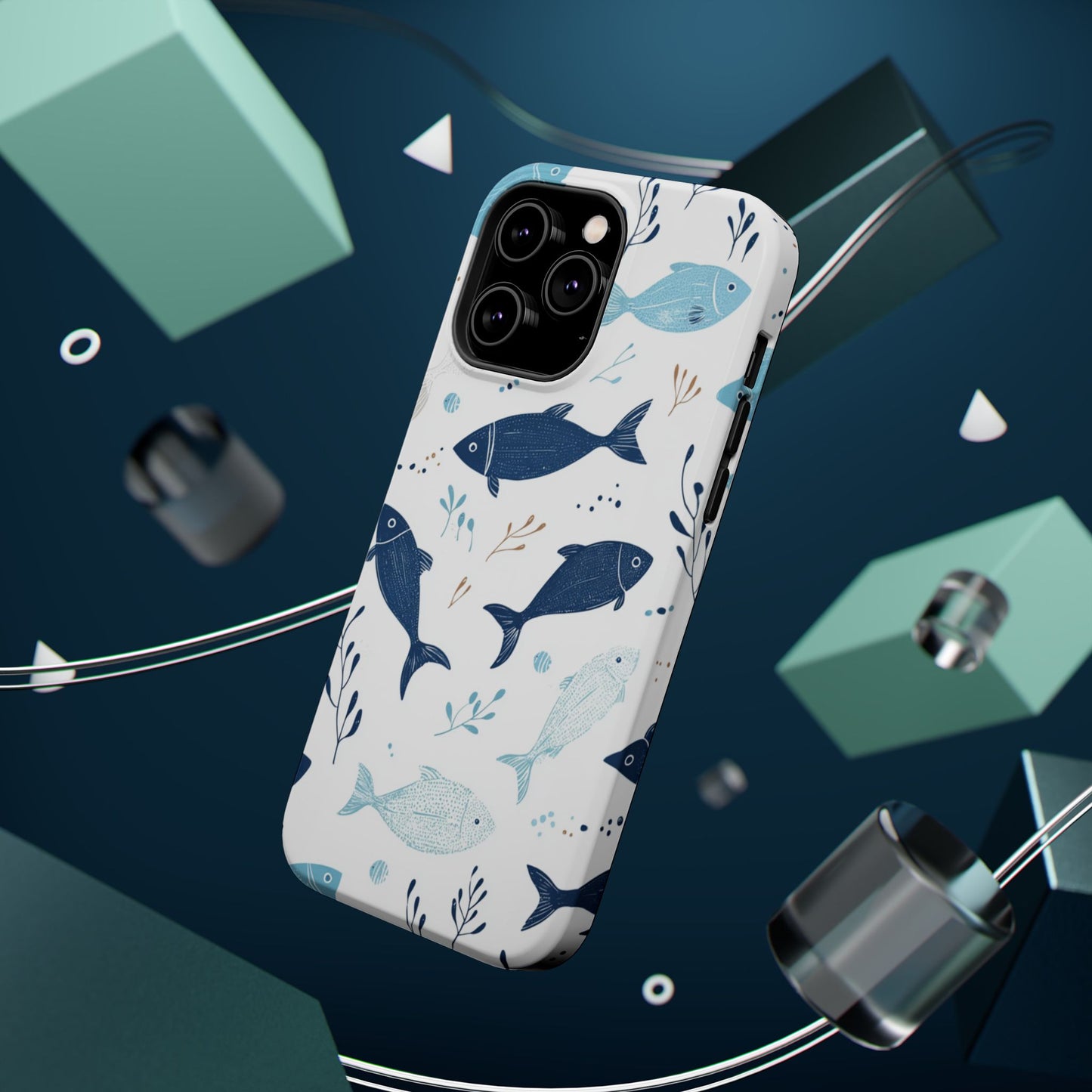 Oceanic Blue Fish Pattern - MagSafe iPhone Series Case