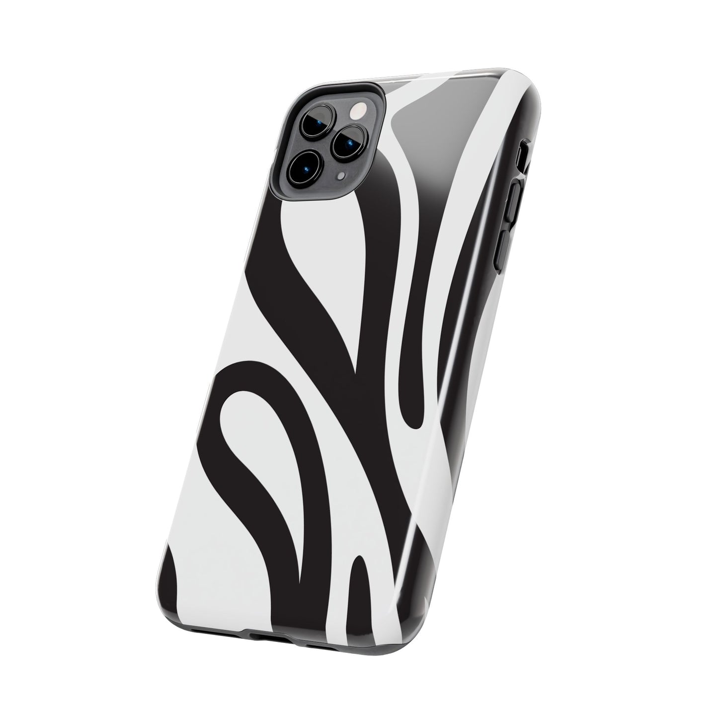 Modern Black and White Abstract Tough iPhone Case – Bold Graphic Pattern with Dual-Layer Protection