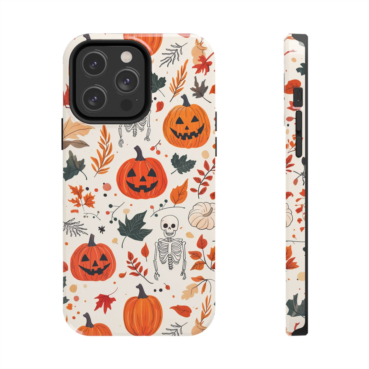 Halloween Pumpkin & Skeleton iPhone Case – Spooky Autumn Design