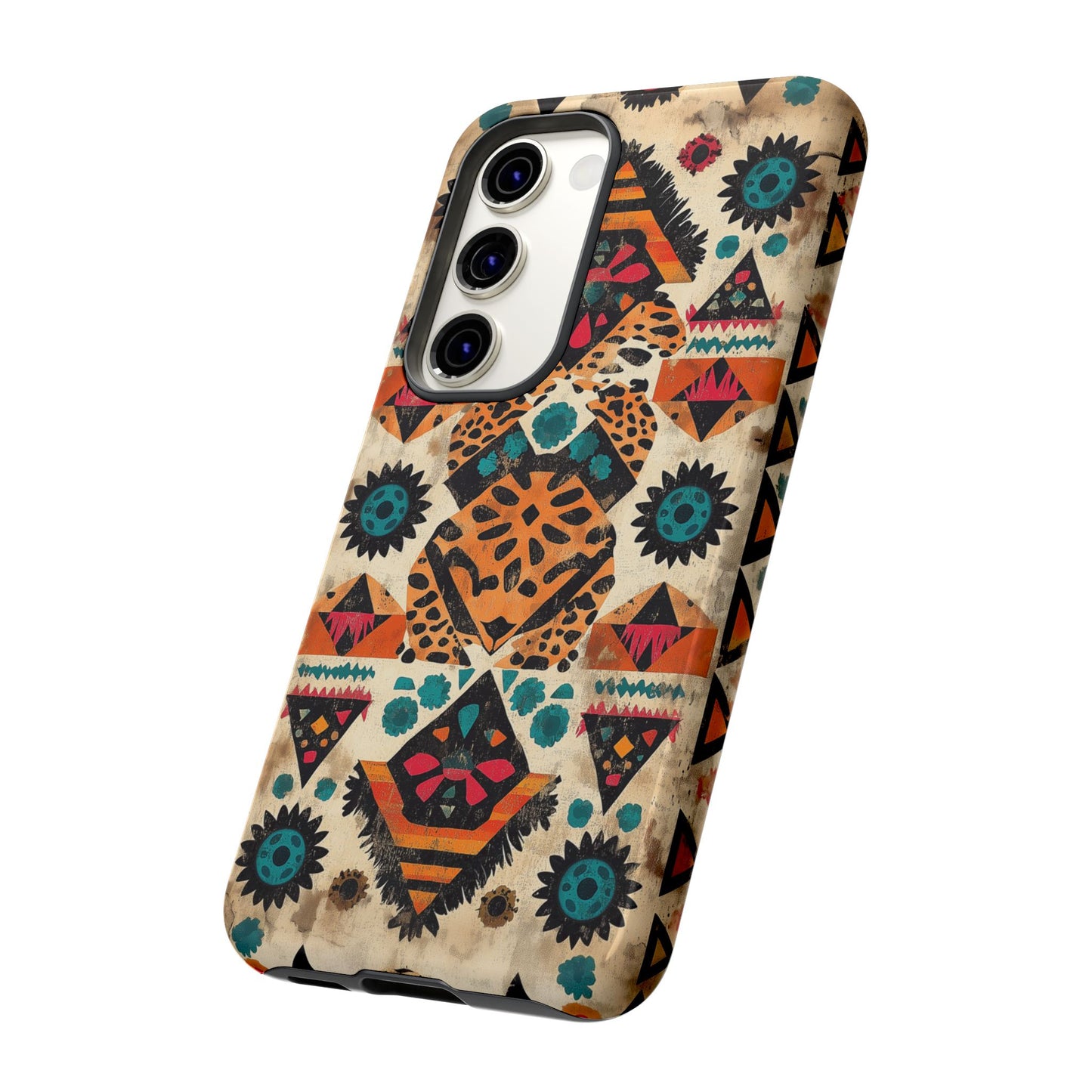 Bohemian Leopard & Tribal Floral Tough Samsung Galaxy Case – Vibrant Eclectic Design, Dual-Layer Protection