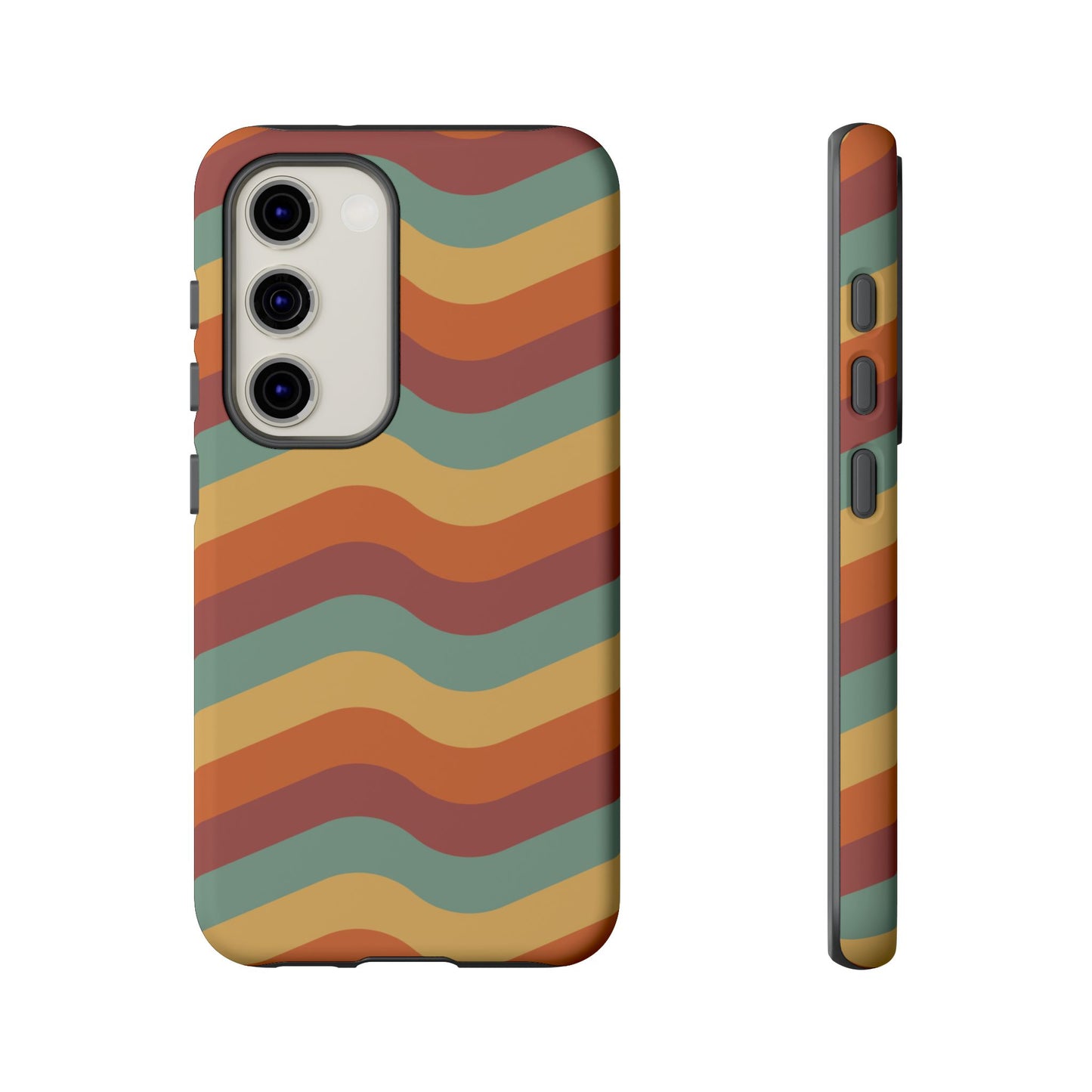 Retro Vibe Wavy Stripes Samsung Galaxy Case – 70s-Inspired in Teal, Orange, and Rust