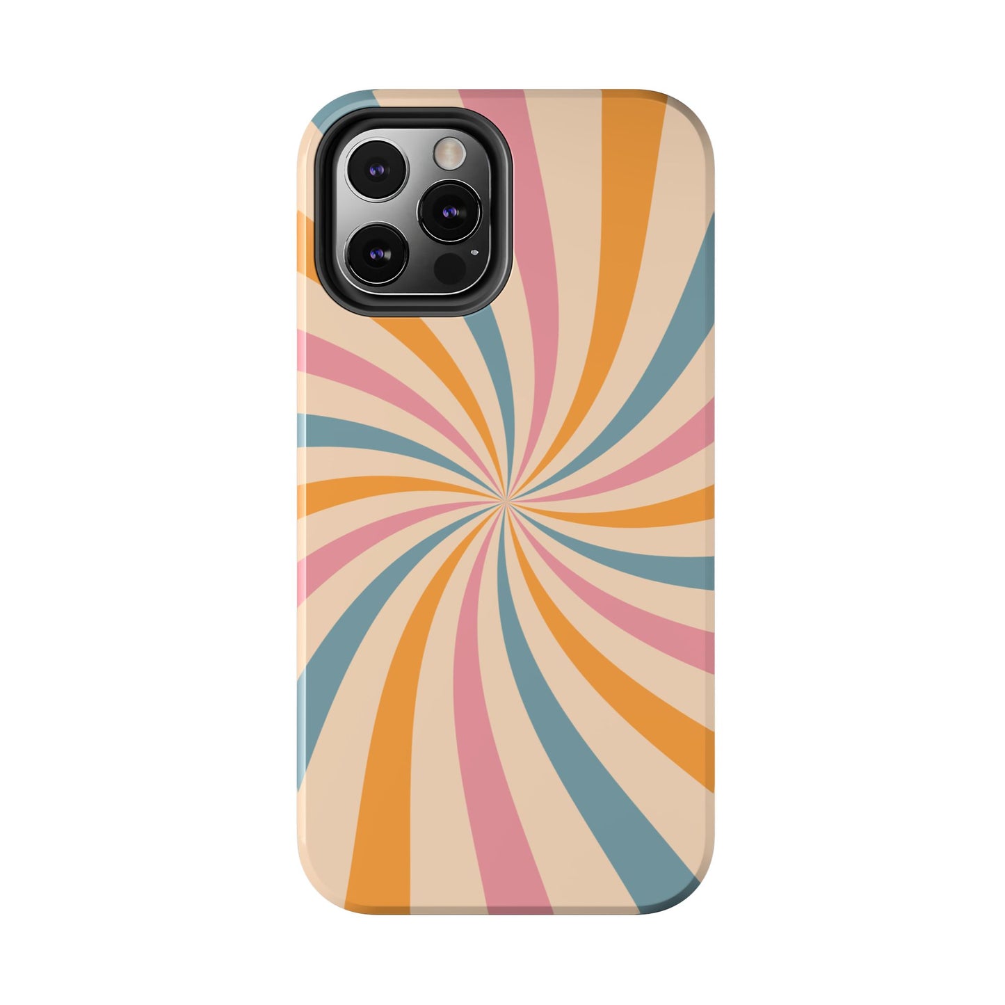 Retro Swirl Pattern iPhone Case – Bold 70s Vibe in Pink, Orange, and Teal