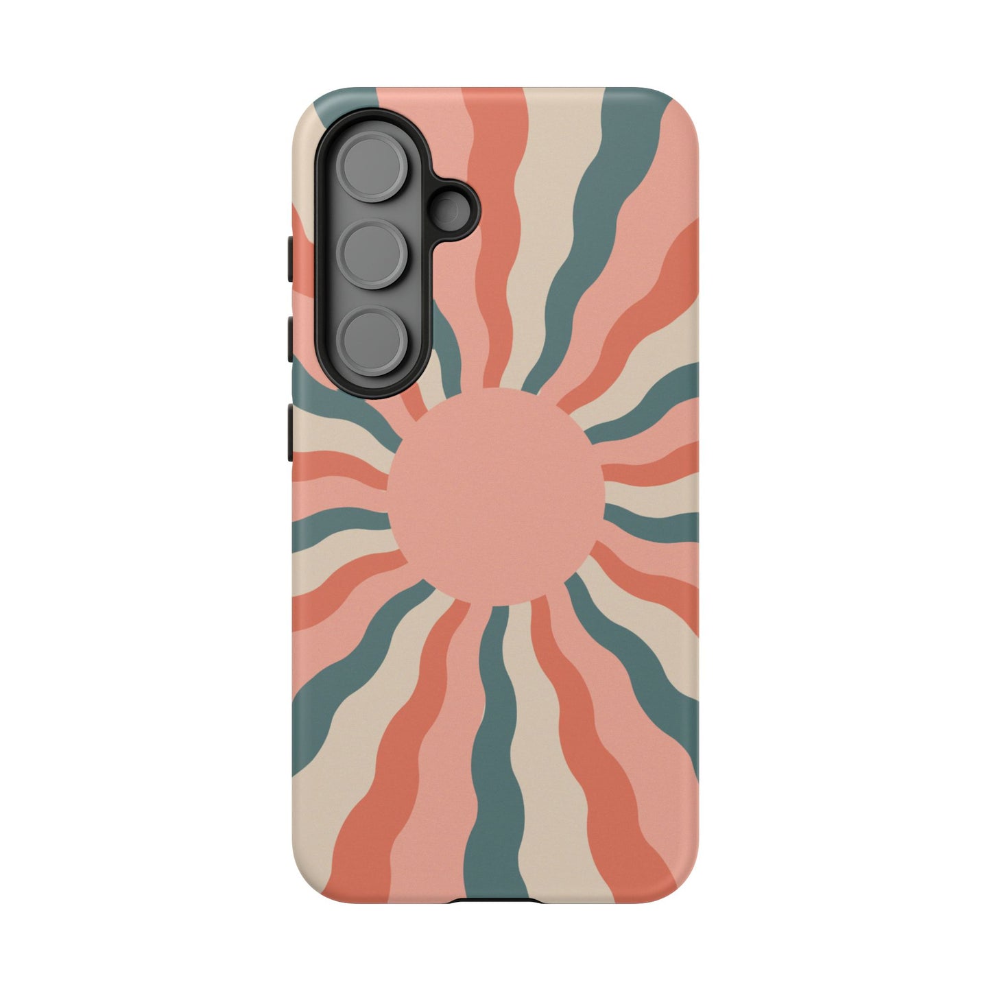 Retro Sunburst Samsung Galaxy Case – Bold 70s-Inspired Waves in Coral, Teal, and Cream