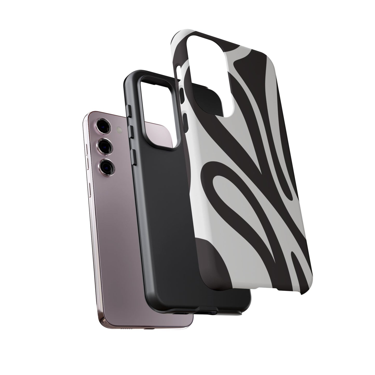 Modern Black and White Abstract Tough Samsung Galaxy Case – Bold Graphic Pattern with Dual-Layer Protection