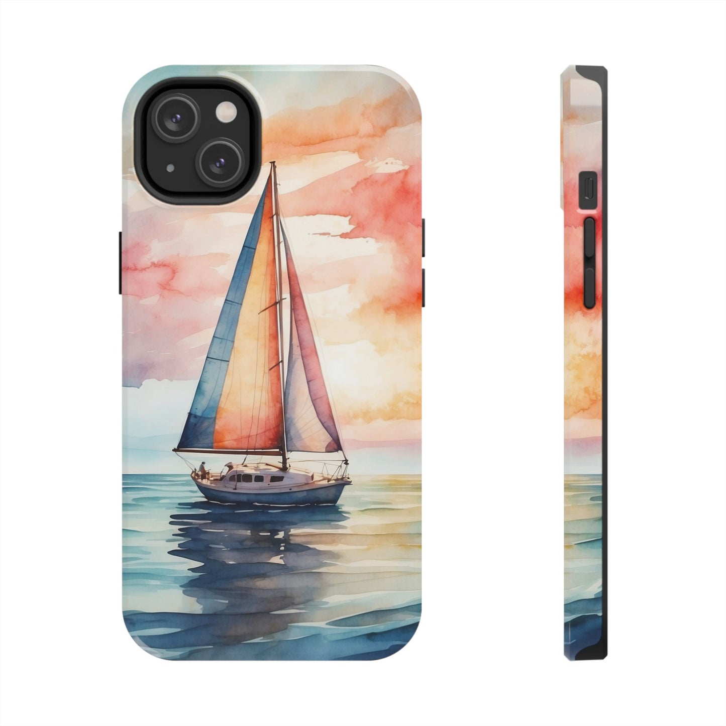 Sailboat Sunset iPhone Case – Vibrant Watercolor Design