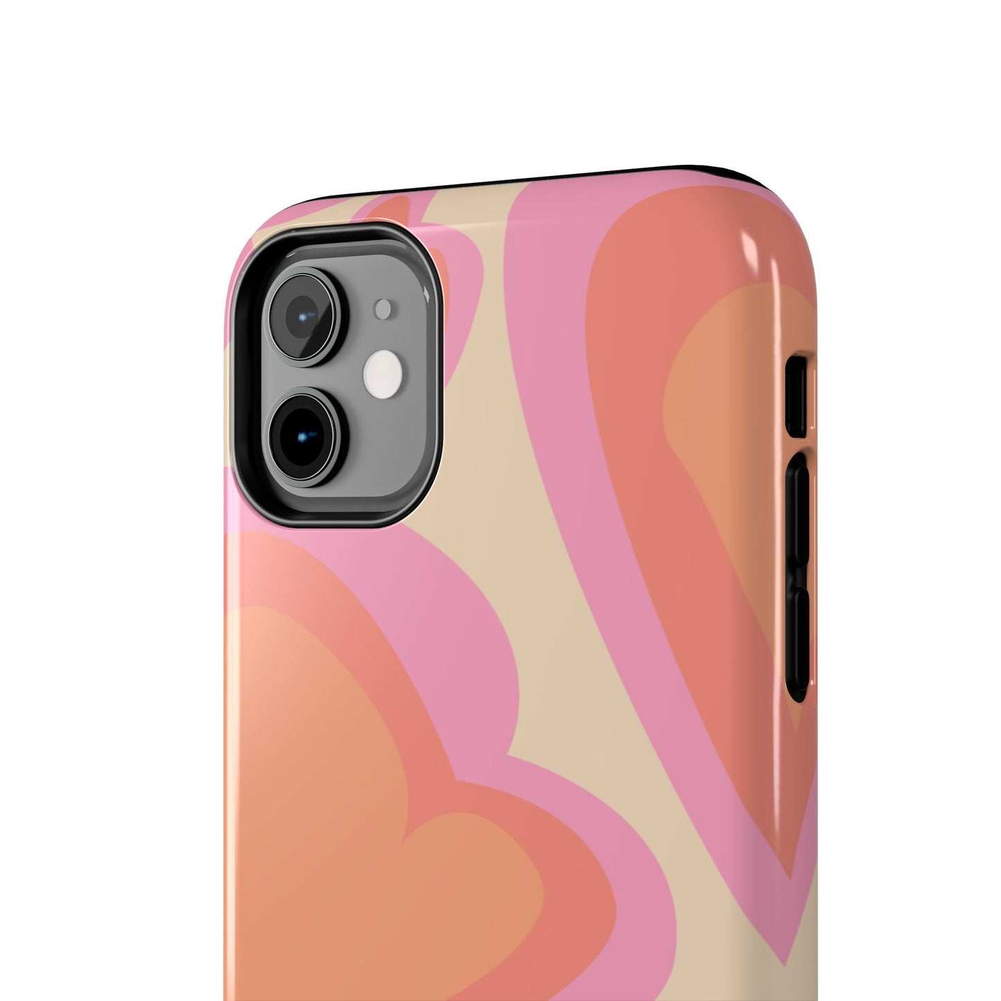 Retro Pink Hearts iPhone Case – Shock-Resistant, Matte Finish, Dual-Layer Protection
